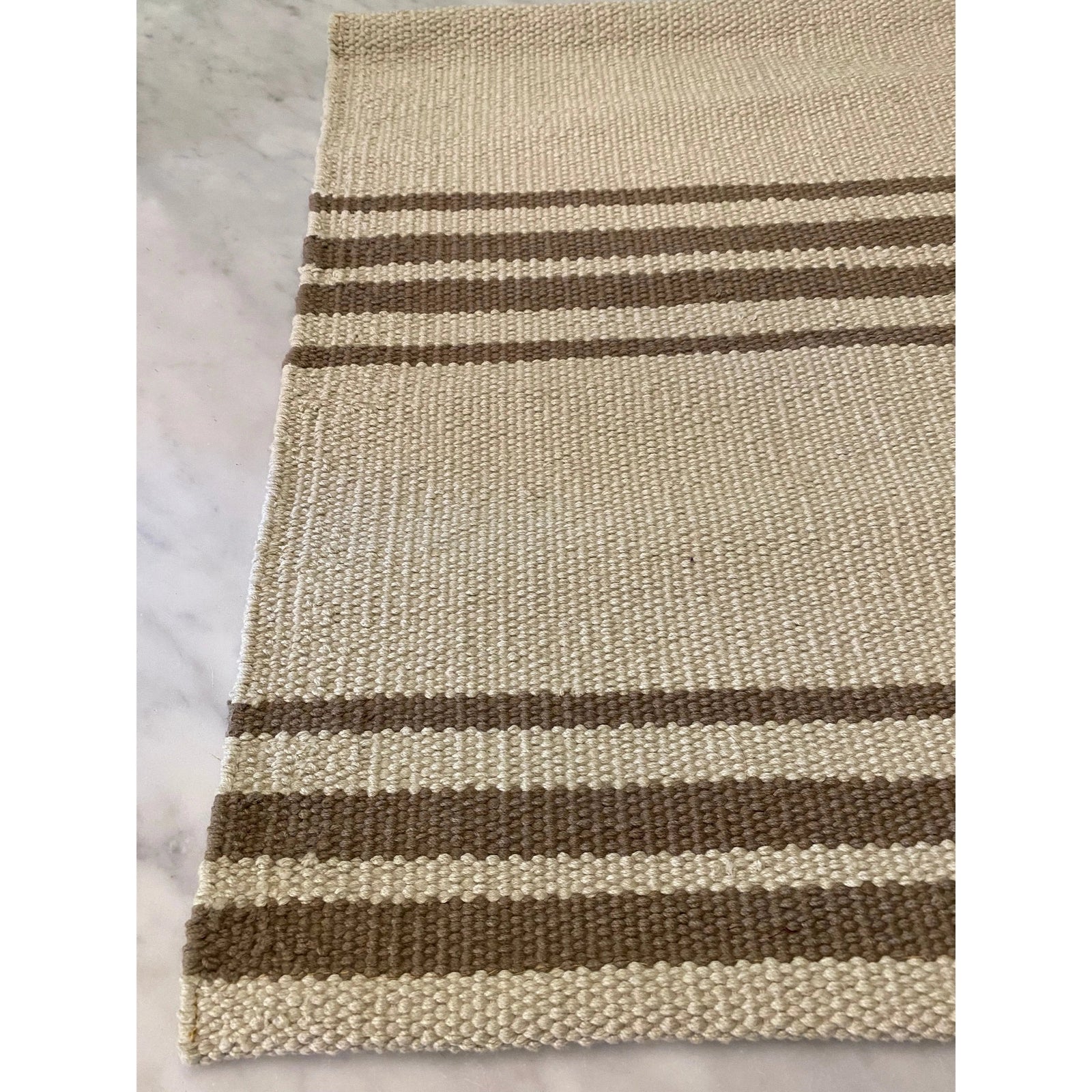 Mocha Stripe Cotton Flatweave cotton flatweave Organic Weave Shop 6x9 Sand with Mocha Stripes