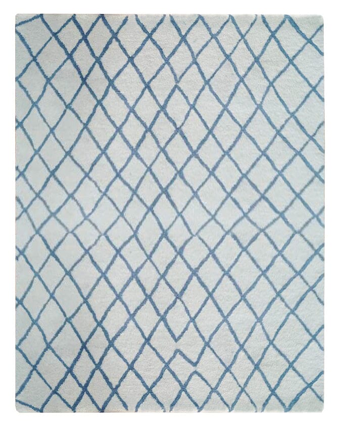 Rebel Hope IVORY/BLUE Wool Shag handtufted wool shag Organic Weave Shop 3' x 10' RUNNER IVORY/BLUE