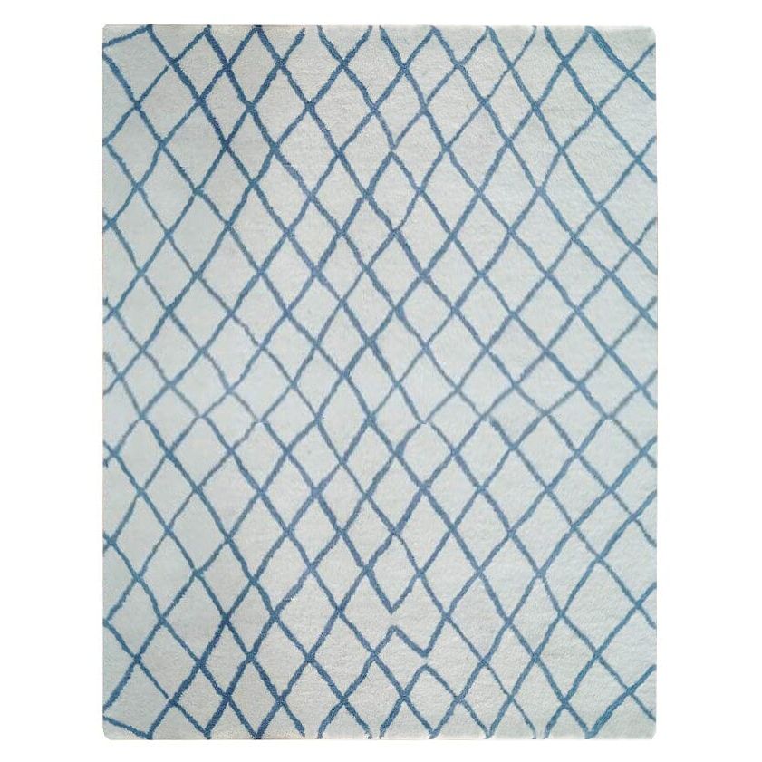 Rebel Hope IVORY/BLUE Wool Shag handtufted wool shag Organic Weave Shop 3' x 10' RUNNER IVORY/BLUE