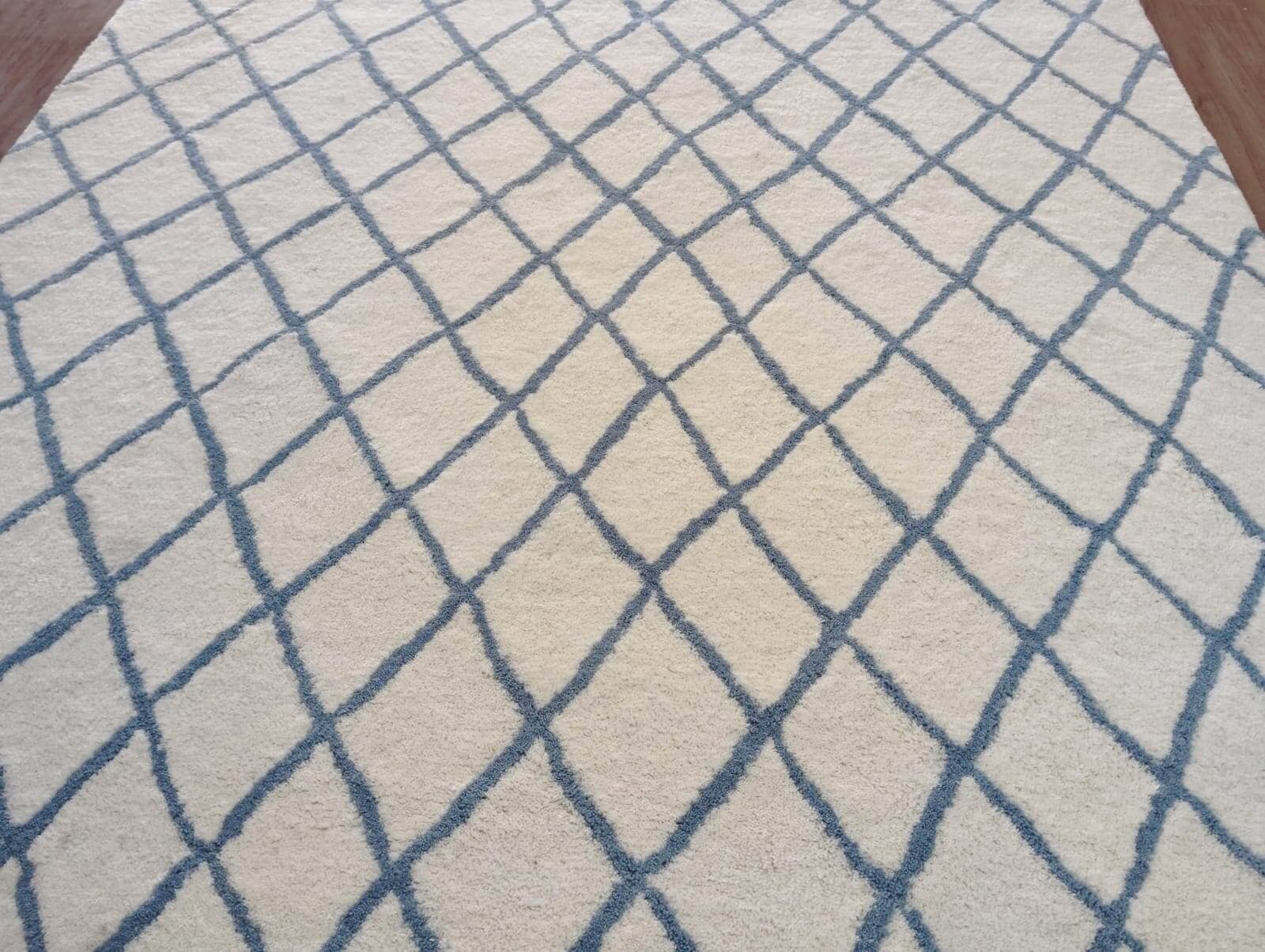 Rebel Hope IVORY/BLUE Wool Shag handtufted wool shag Organic Weave Shop