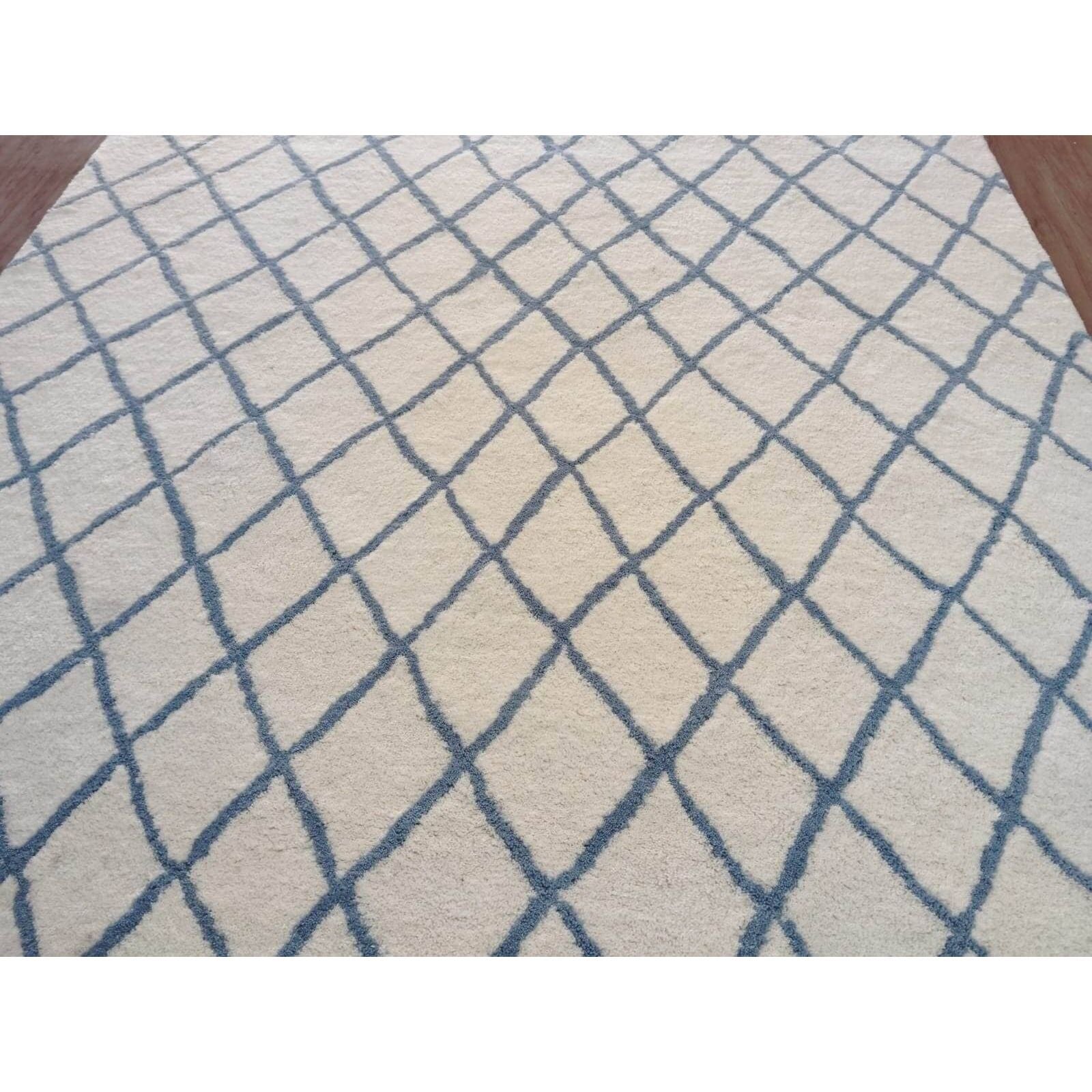 Rebel Hope IVORY/BLUE Wool Shag handtufted wool shag Organic Weave Shop