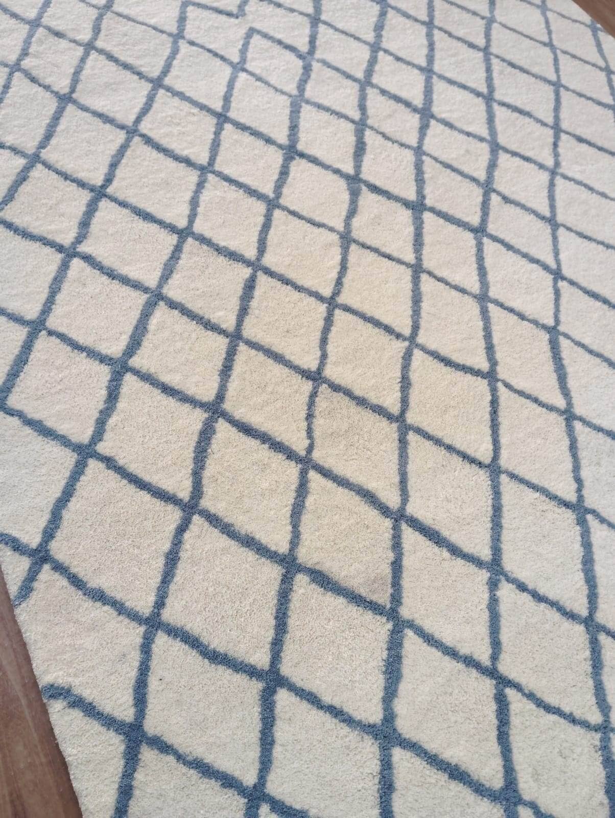 Rebel Hope IVORY/BLUE Wool Shag handtufted wool shag Organic Weave Shop