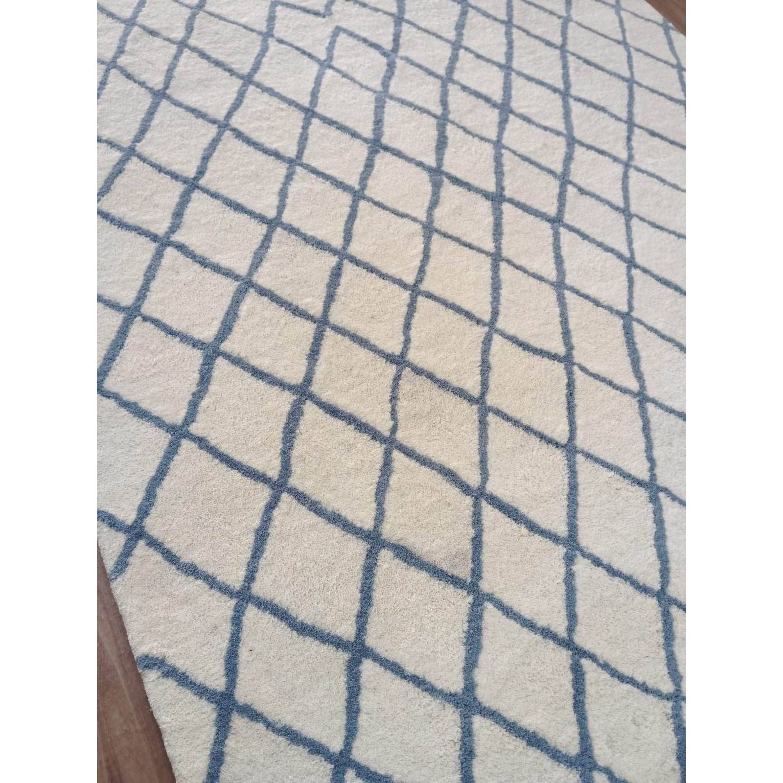 Rebel Hope IVORY/BLUE Wool Shag handtufted wool shag Organic Weave Shop