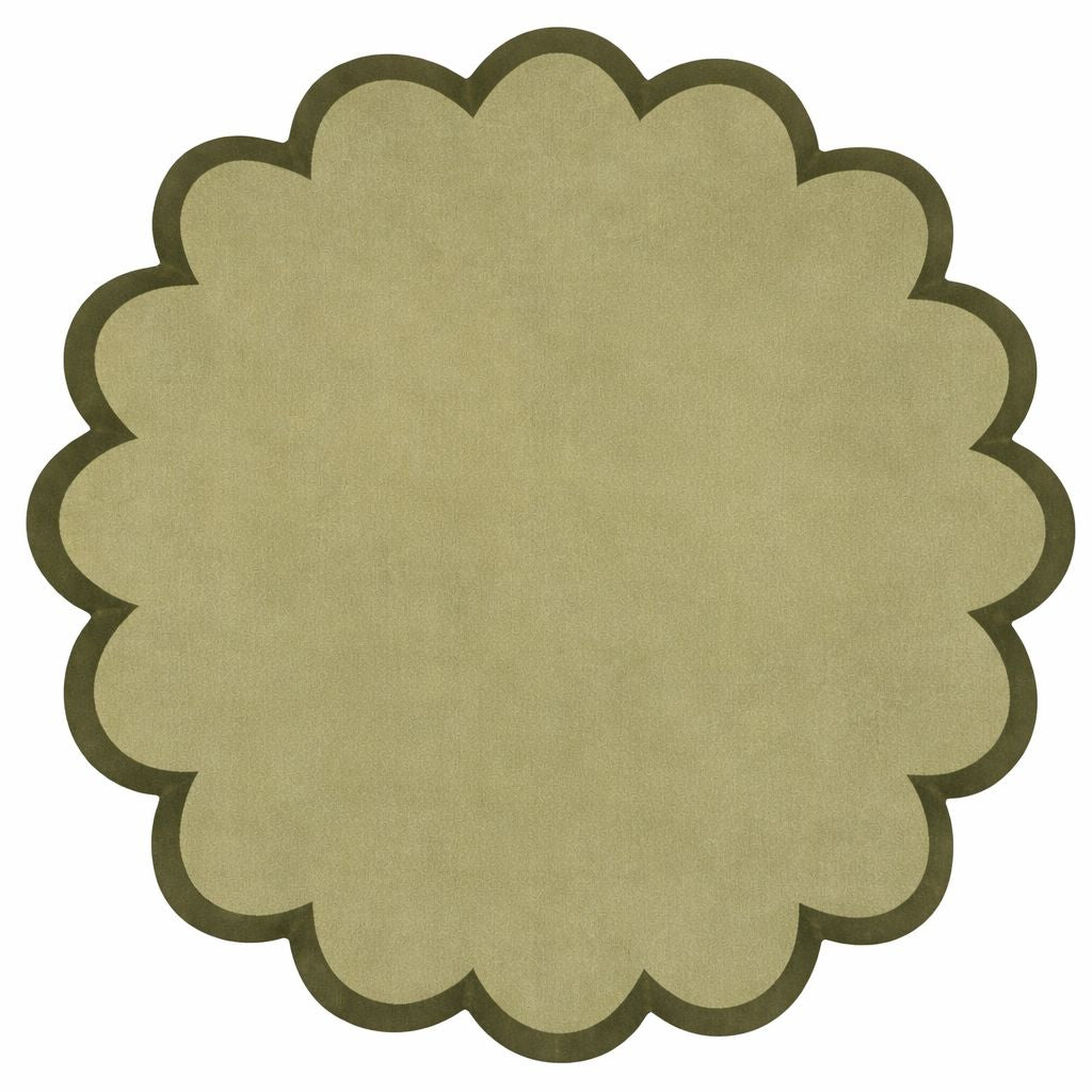 Sculpted Border Wool Handknotted - More Colors Available handknotted tibetan 60 knot Organic Weave Shop 3x10 Runner Light Khaki/Dark Khaki
