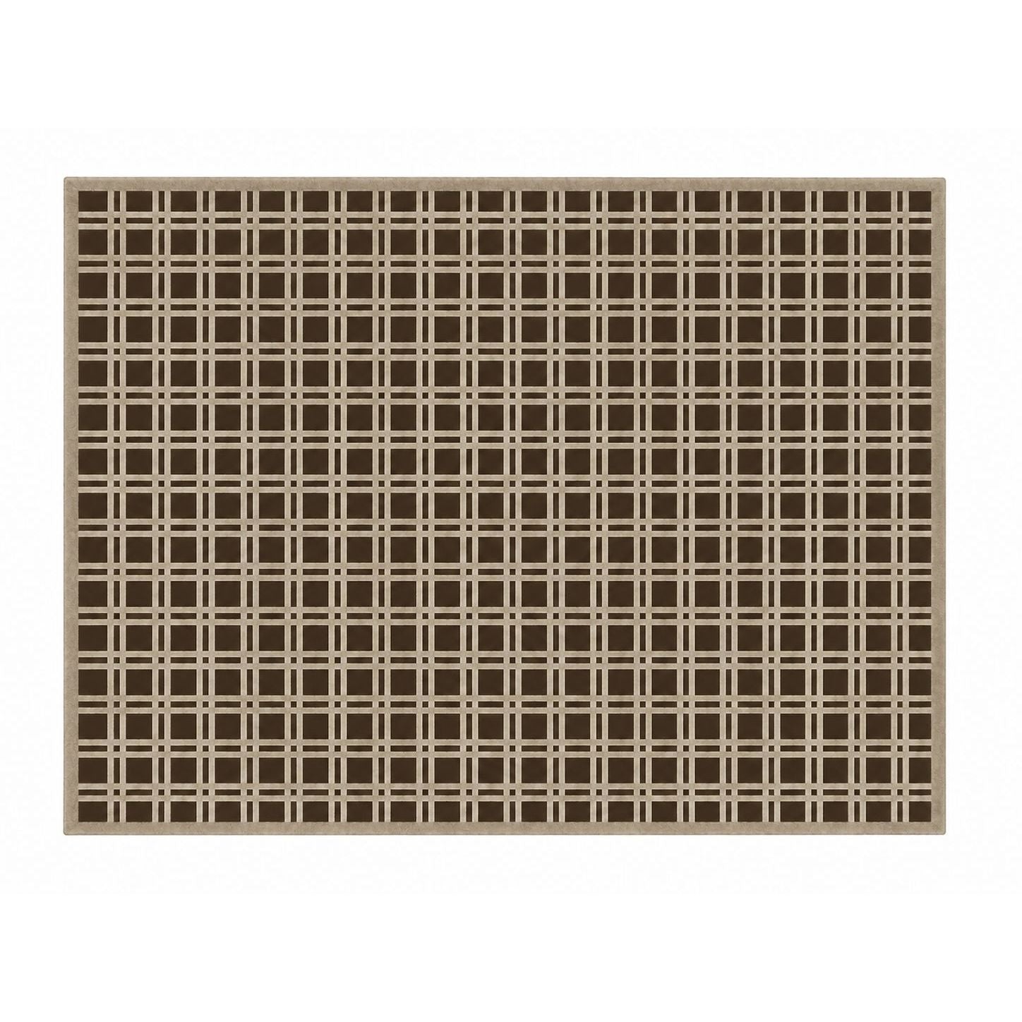 On The Grid Handknotted Wool - 2 Colors Rugs Organic Weave Shop 3'x10' Runner Chocolate/Beige