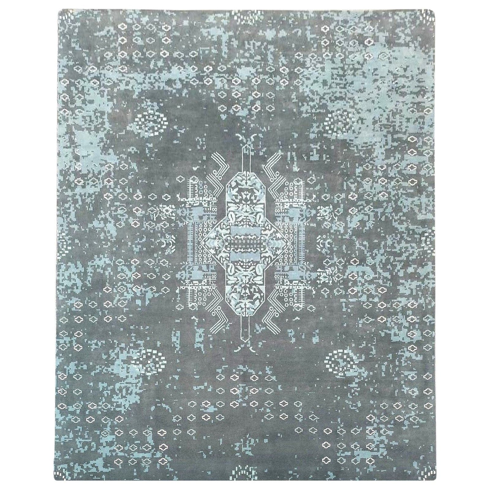 Peace Train Wool Handknotted handknotted tibetan 60 knot Organic Weave Shop 3' x 10' RUNNER Grey
