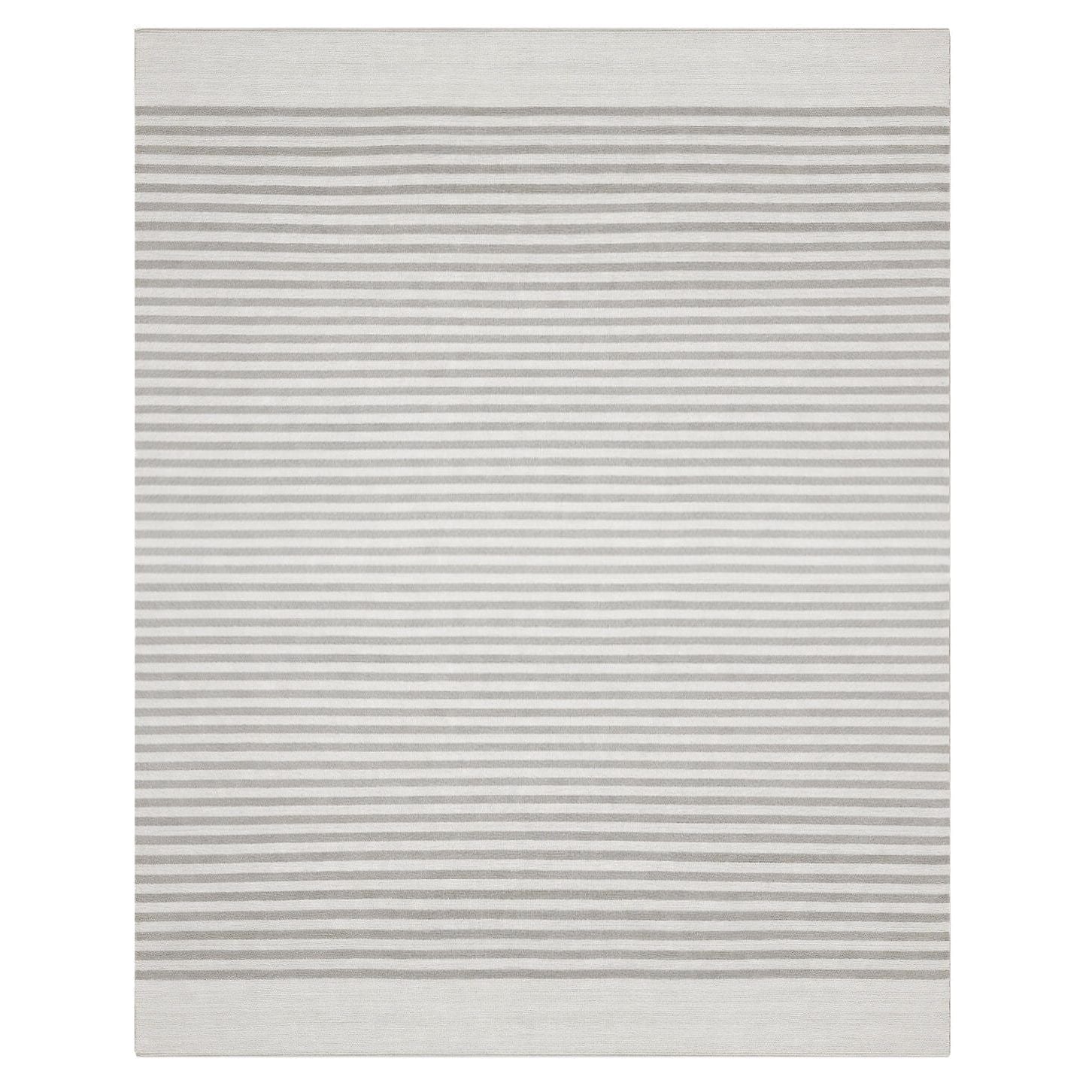Sailor Stripe Taupe Wool Handknotted handknotted tibetan 60 knot Organic Weave Shop