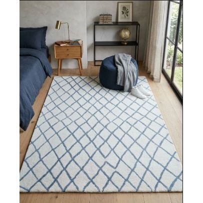 Rebel Hope IVORY/BLUE Wool Shag handtufted wool shag Organic Weave Shop