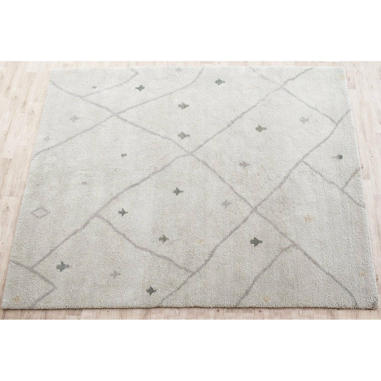 Arianna Moroccan Shag Wool Rug Lt Grey handknotted tibetan 60 knot Organic Weave Shop