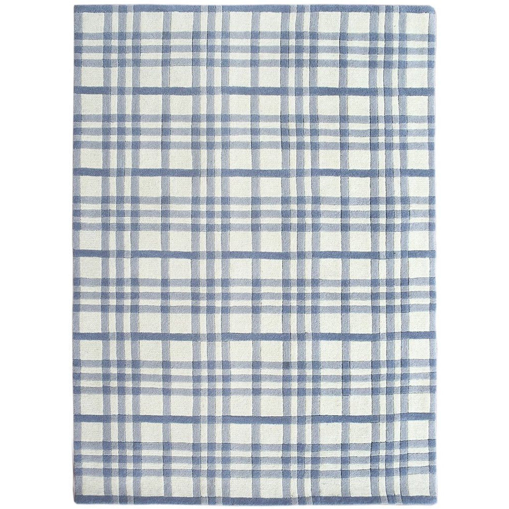 Aspen Plaid Wool Rug Blue handtufted wool Organic Weave Shop 2'9'' x 10' Blue