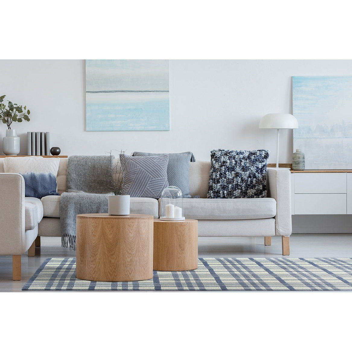 Aspen Plaid Wool Rug Blue handtufted wool Organic Weave Shop