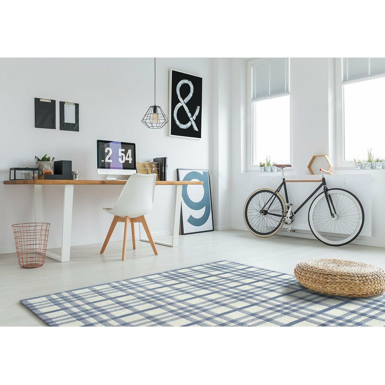 Aspen Plaid Wool Rug Blue handtufted wool Organic Weave Shop