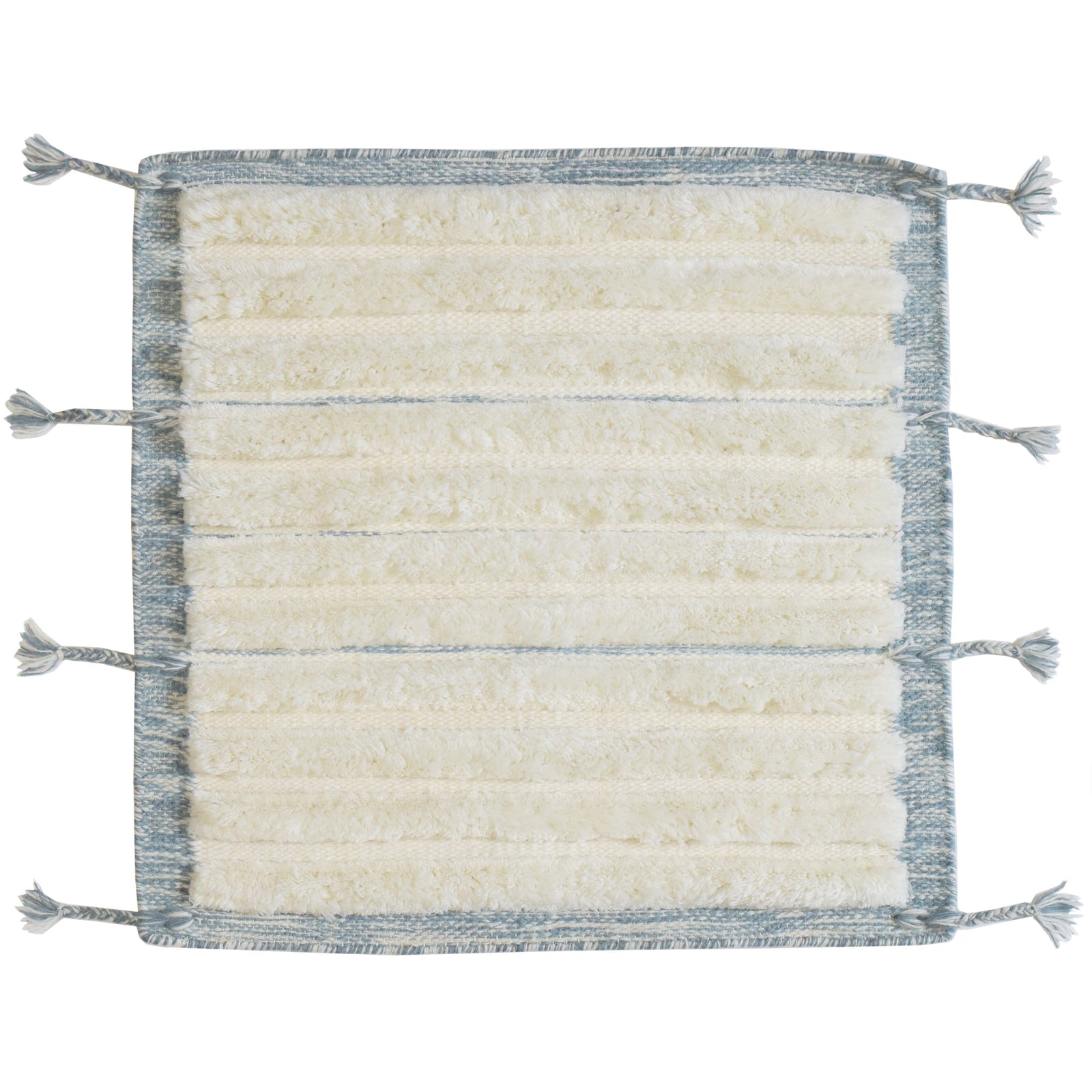 Taylor Wool Handknotted with Shag Pile handknotted tibetan 60 knot Organic Weave Shop 6x9 Ivory/Blue