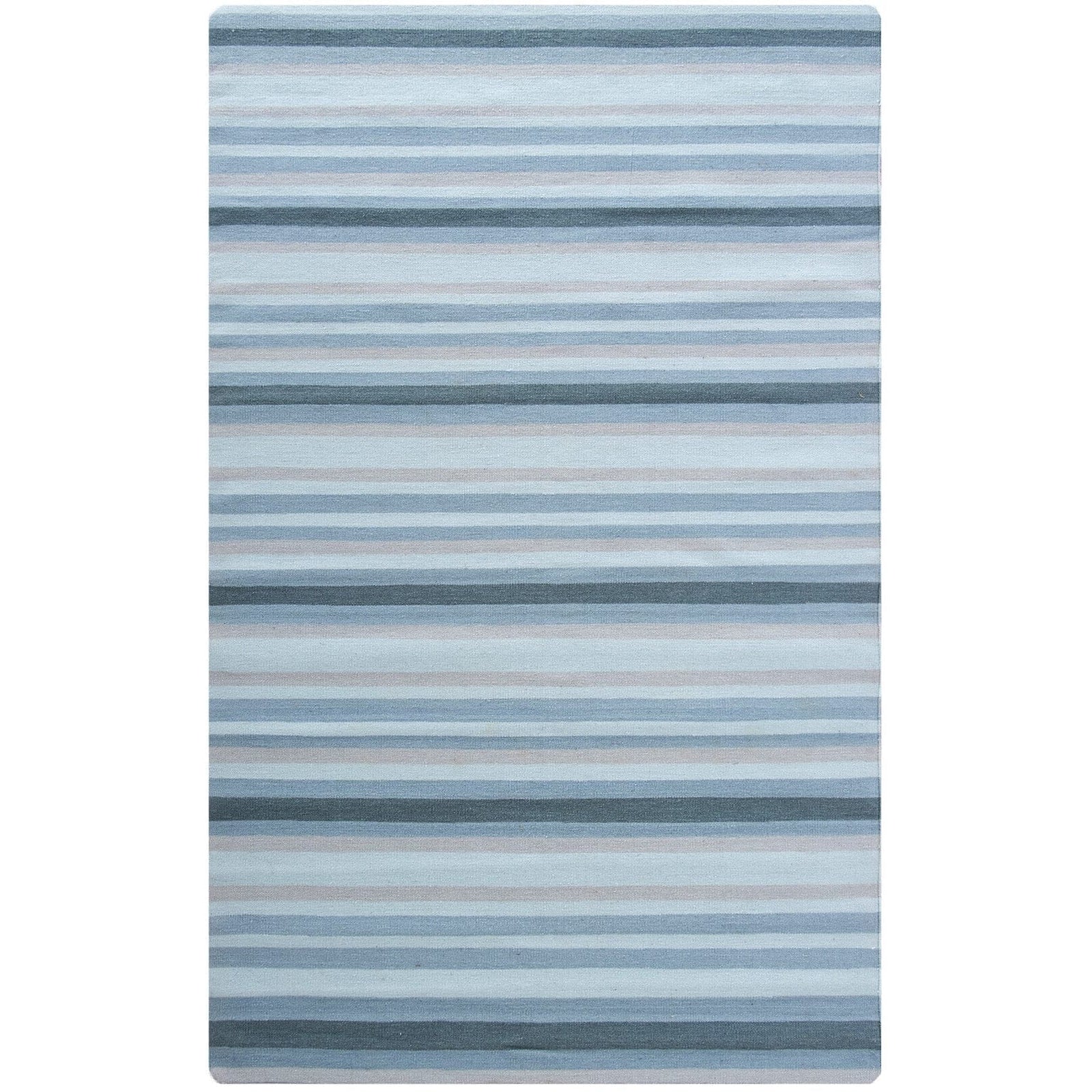 Stripe Blue Wool Flatweave cotton flatweave Organic Weave Shop