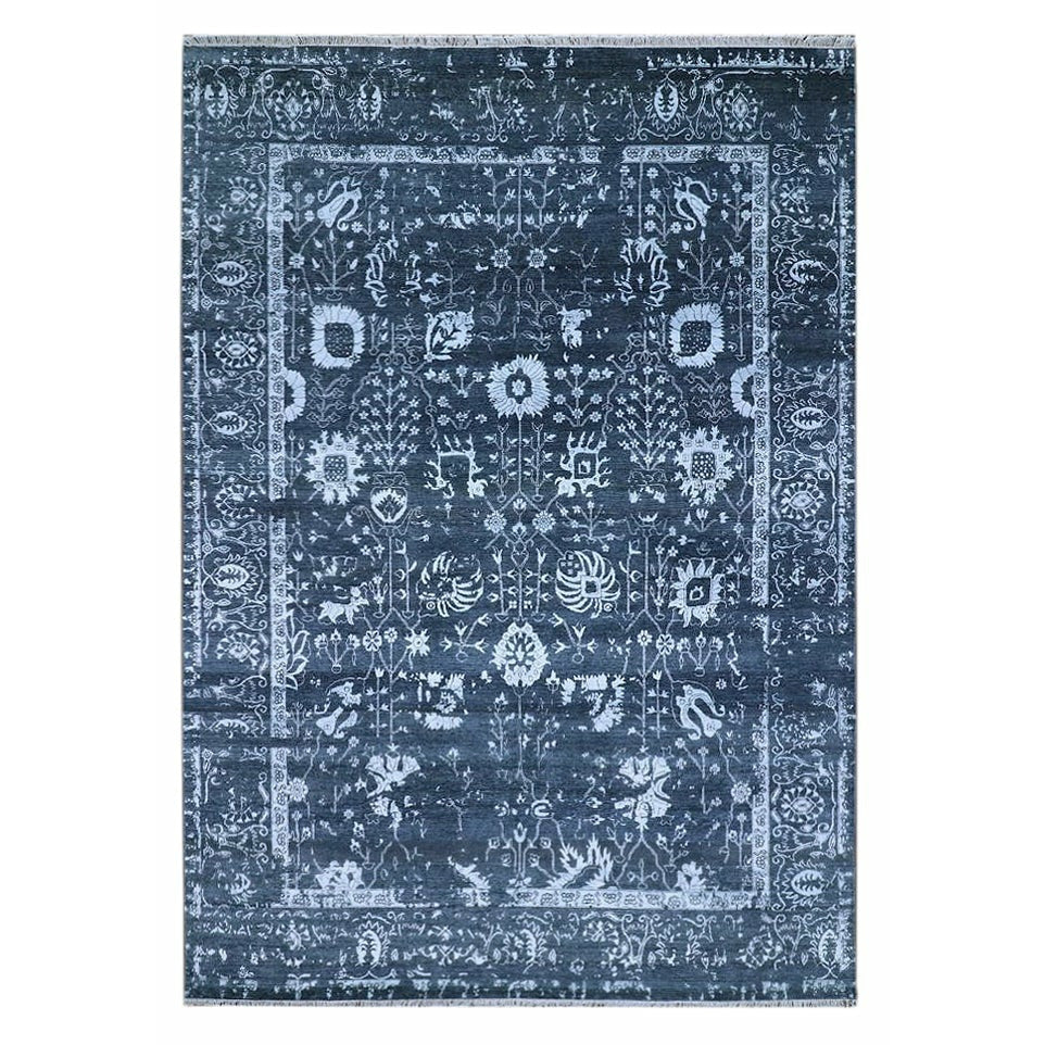 Castle Rock Blue - Handknotted Persian Knot handknotted tibetan 60 knot Organic Weave Shop 6x9 