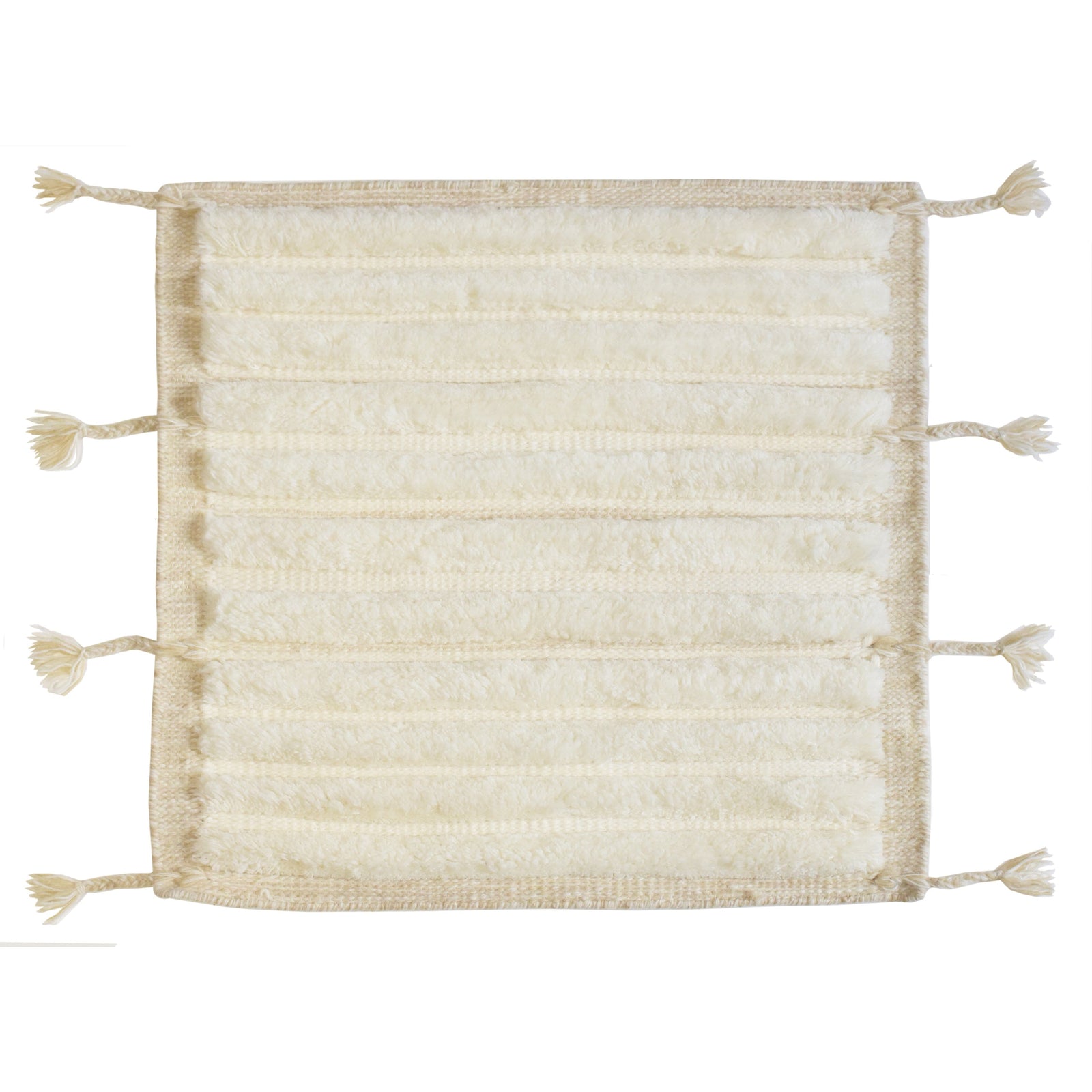 Taylor Ivory Wool Handknotted with Shag Pile SAMPLE Organic Weave Shop 2'x2' Sample Ivory