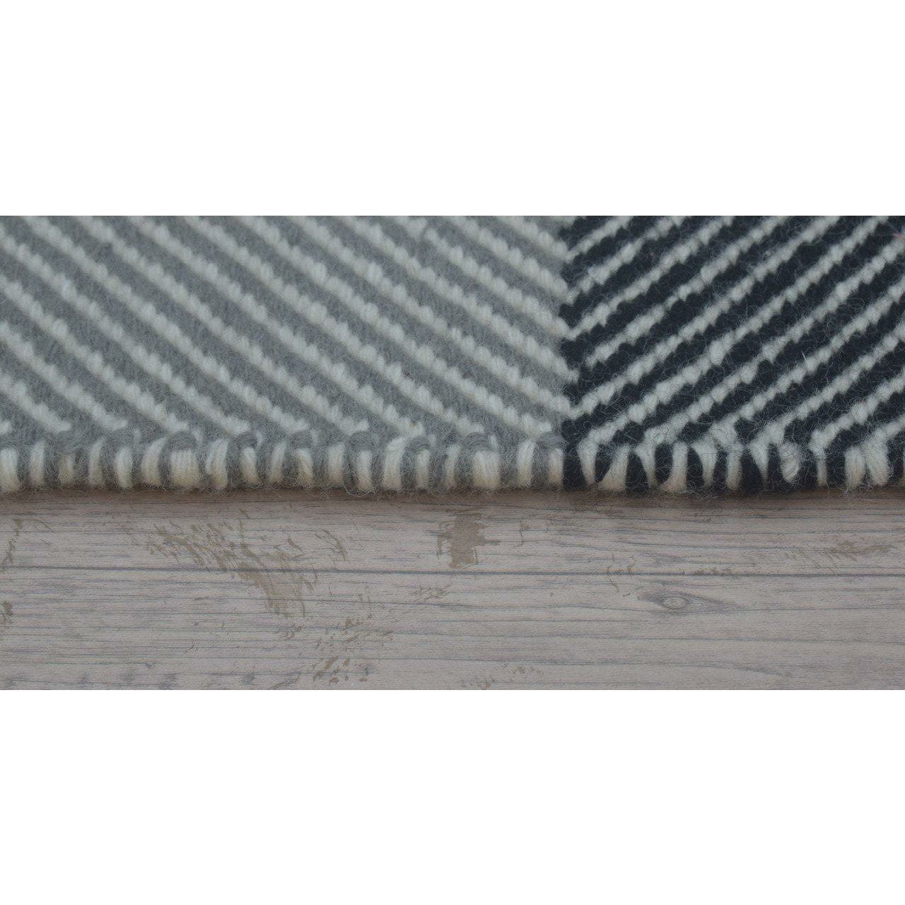 Barcelona Black/Grey wool flatweave Organic Weave Shop