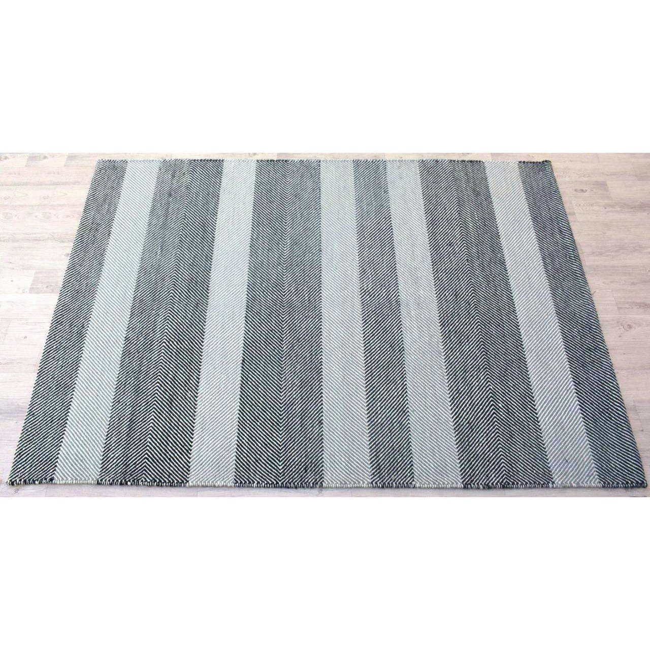 Barcelona Black/Grey wool flatweave Organic Weave Shop