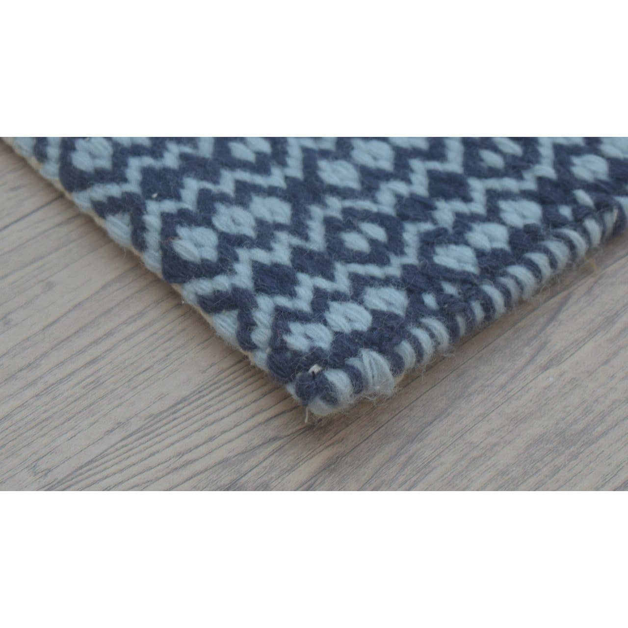 Marbella Wool Flatweave Navy Blue wool flatweave Organic Weave Shop