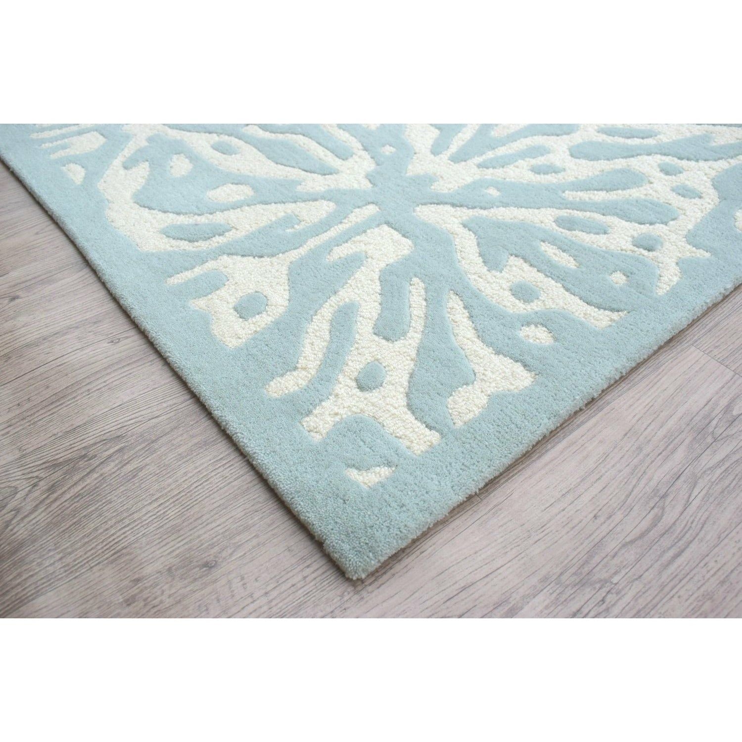 Quinn Turquoise Blue Wool Rug handtufted wool Organic Weave Shop 2'9'' x 10' Turquoise