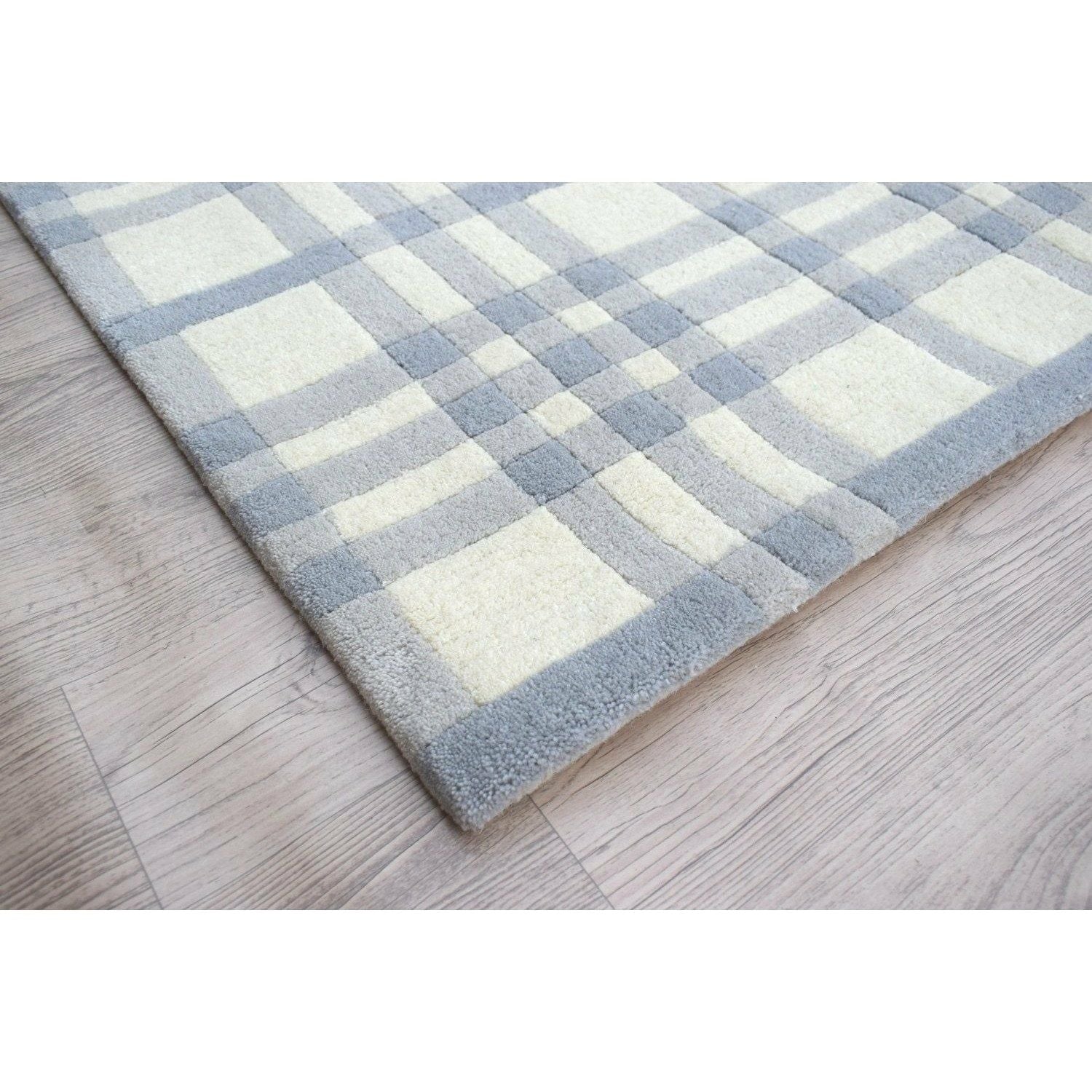 Aspen Plaid Wool Rug Blue handtufted wool Organic Weave Shop 2'9'' x 10' Blue