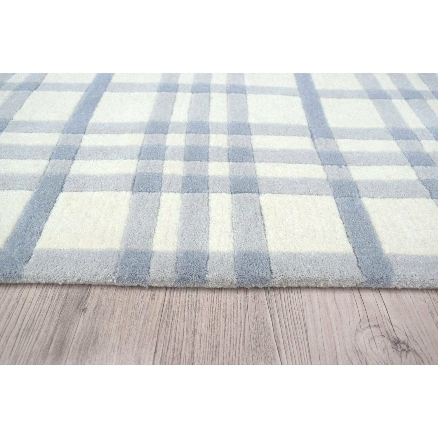 Aspen Plaid Wool Rug Blue handtufted wool Organic Weave Shop