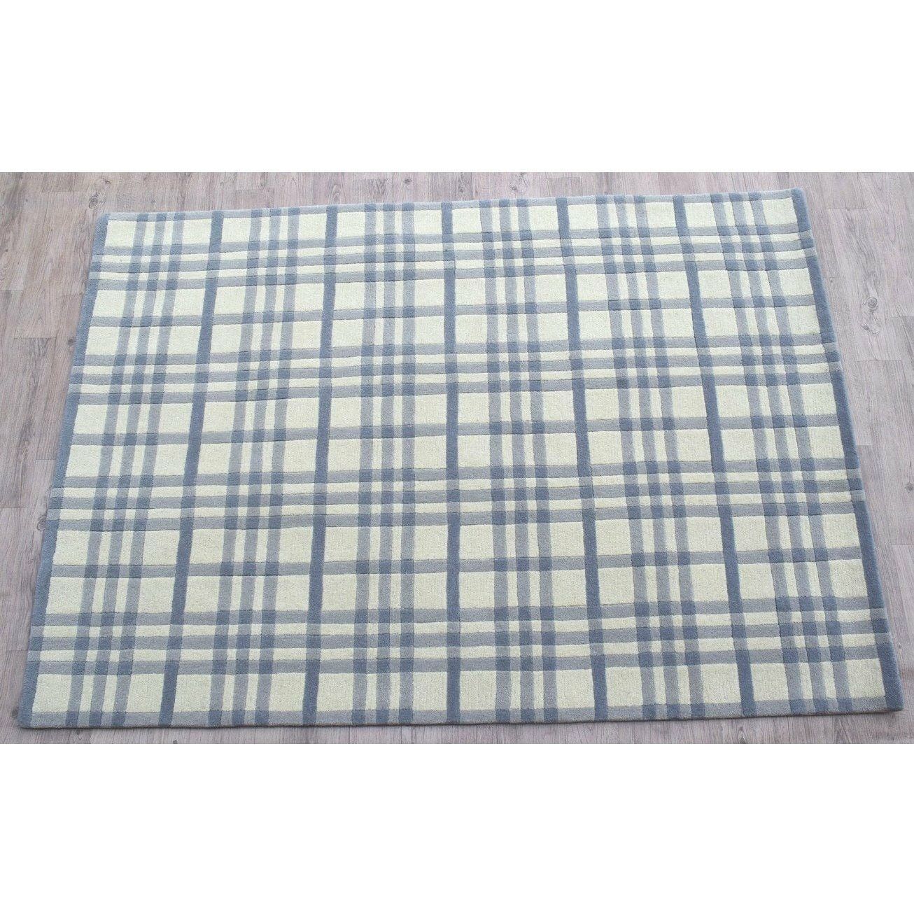 Aspen Plaid Wool Rug Blue handtufted wool Organic Weave Shop