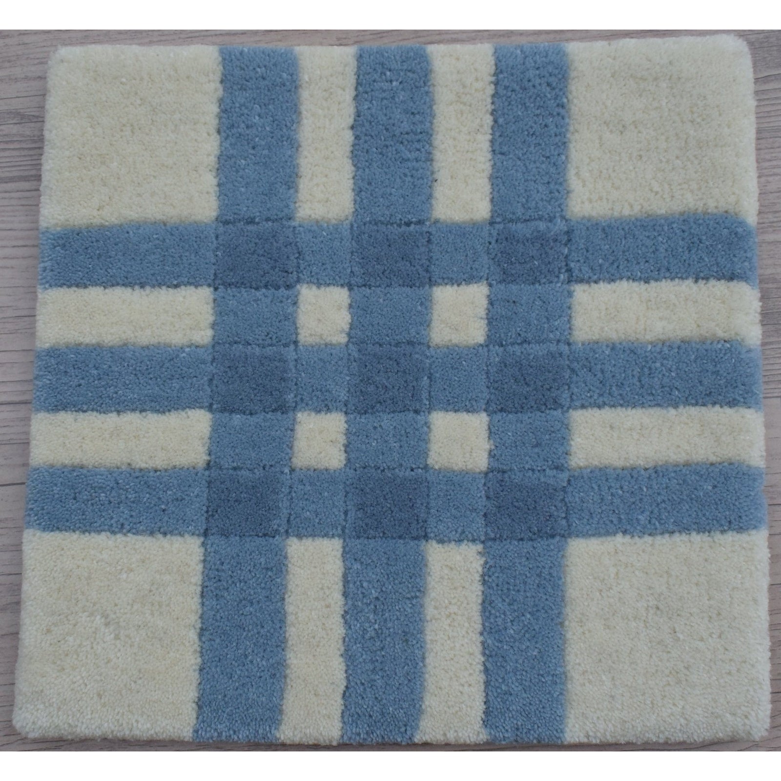 Aspen Plaid Wool Rug Blue SAMPLE samples Organic Weave Shop