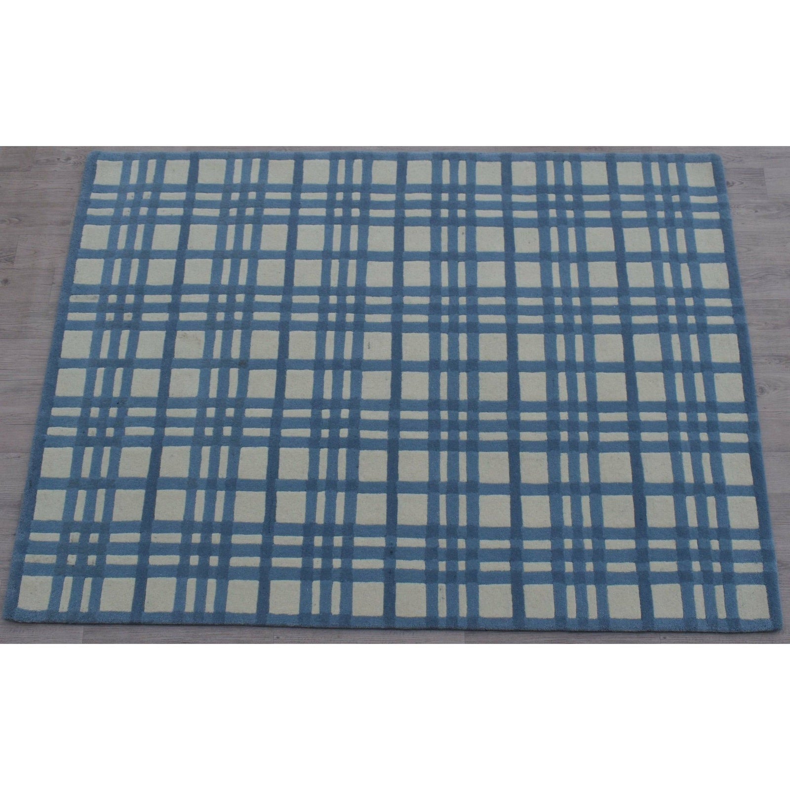 Aspen Plaid Wool Rug Blue handtufted wool Organic Weave Shop 2'9'' x 10' Blue