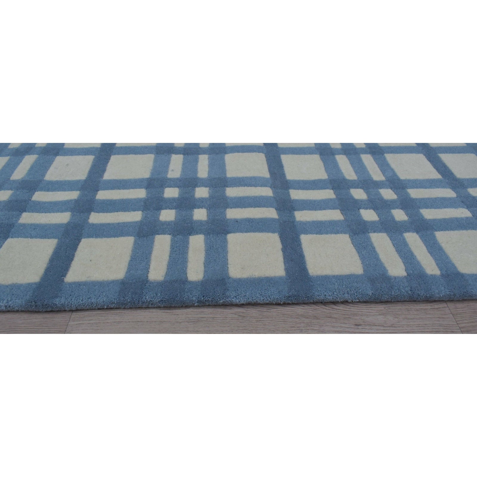 Aspen Plaid Wool Rug Blue handtufted wool Organic Weave Shop