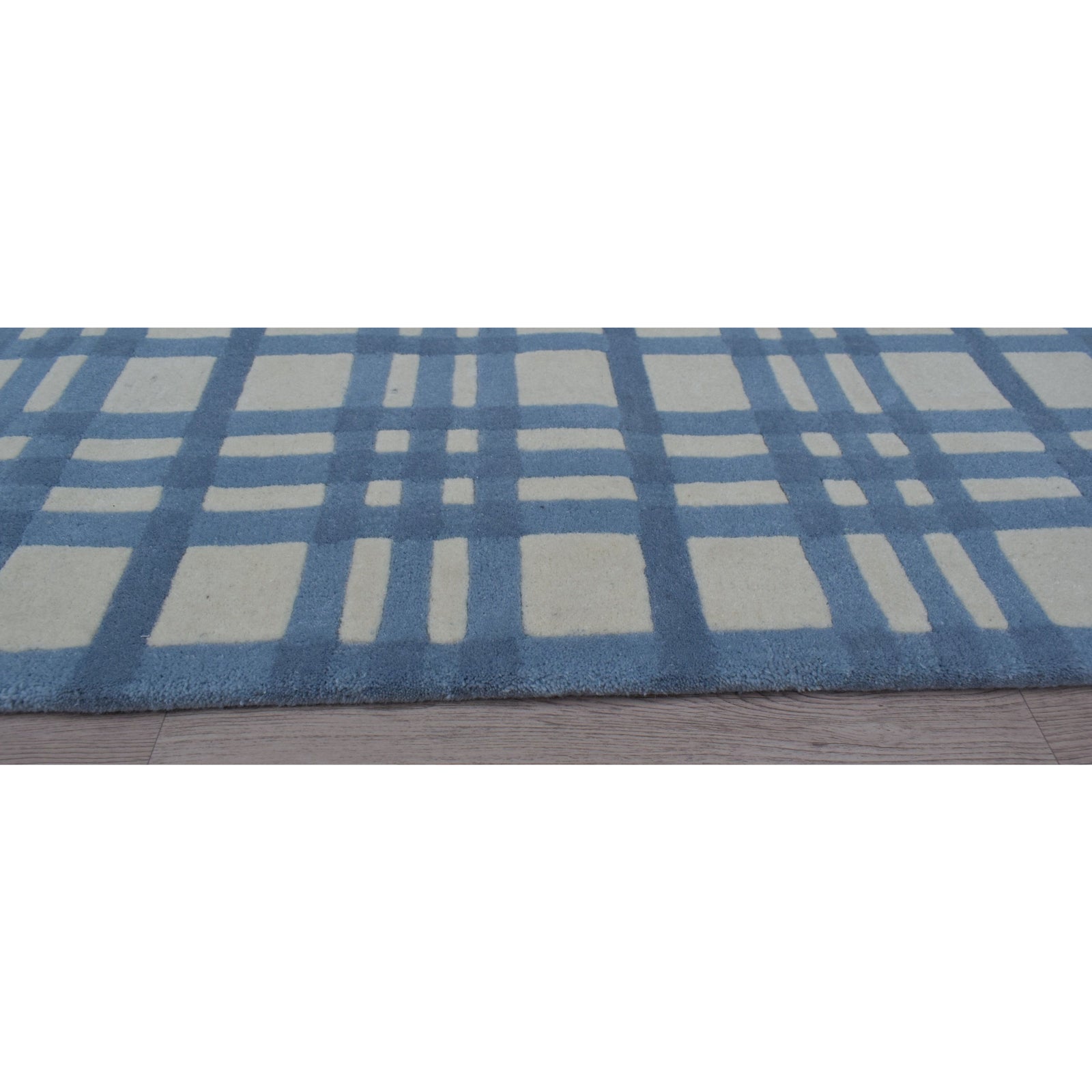 Aspen Plaid Wool Rug Blue SAMPLE samples Organic Weave Shop