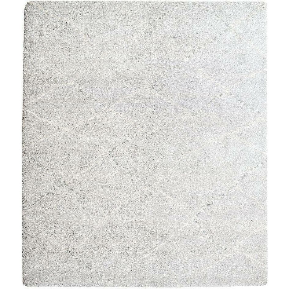 Samuel Lt Grey Moroccan Shag Wool Rug handknotted tibetan 60 knot Organic Weave Shop