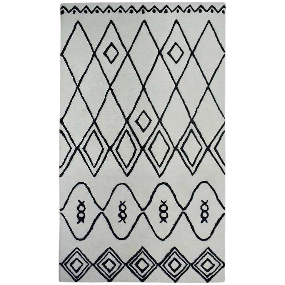 Rebel Fantasy II Wool Shag Ivory Black handtufted wool shag Organic Weave Shop