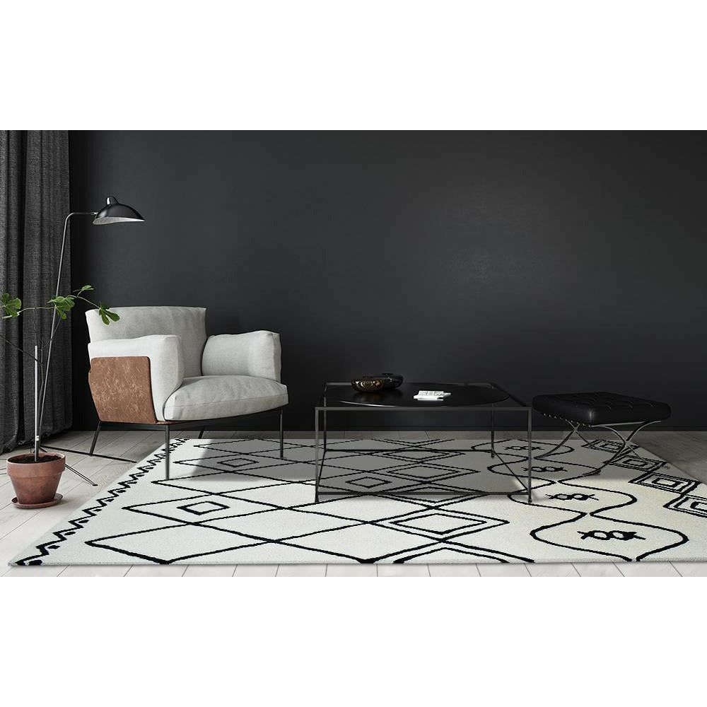 Rebel Fantasy II Wool Shag Ivory Black handtufted wool shag Organic Weave Shop
