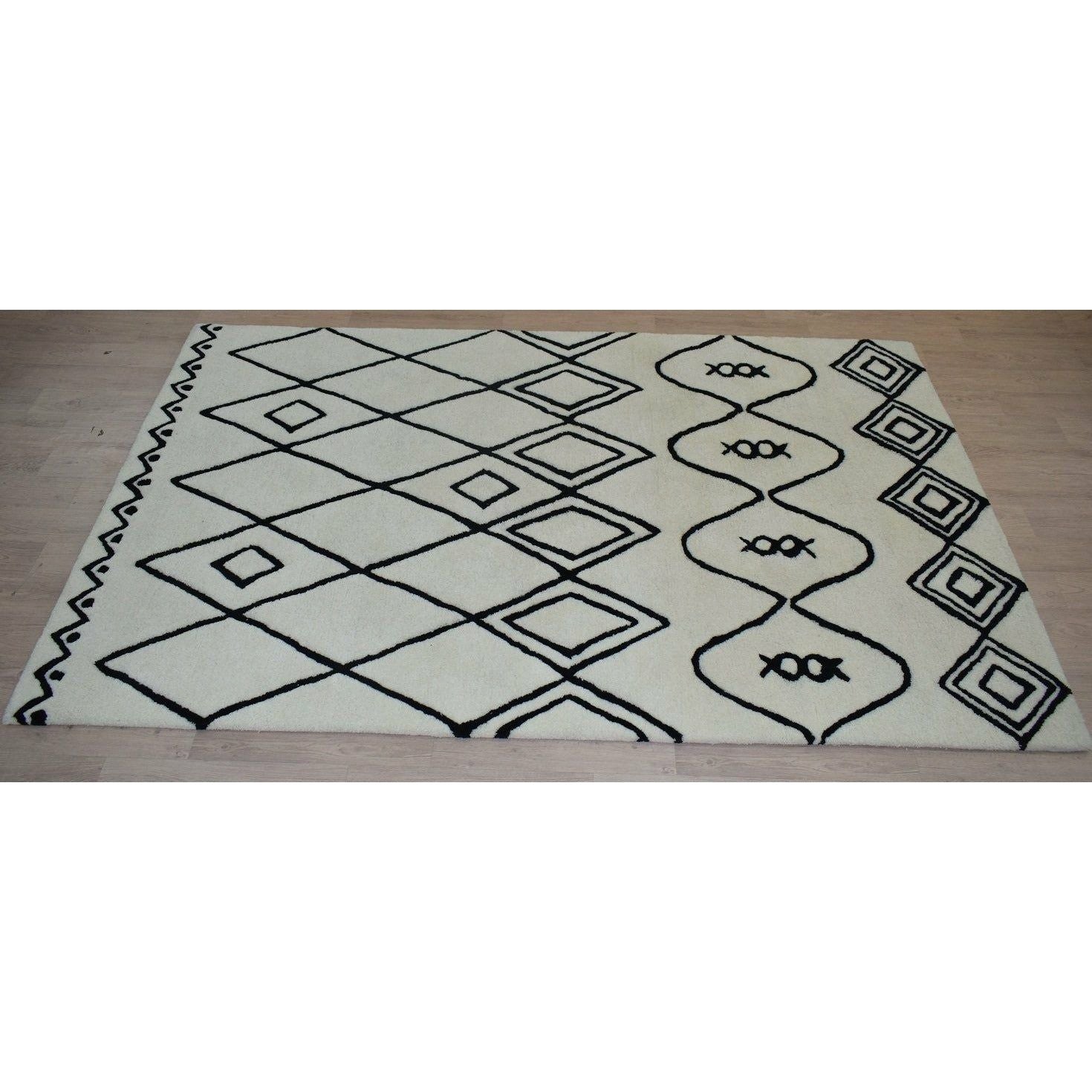 Rebel Fantasy II Wool Shag Ivory Black handtufted wool shag Organic Weave Shop