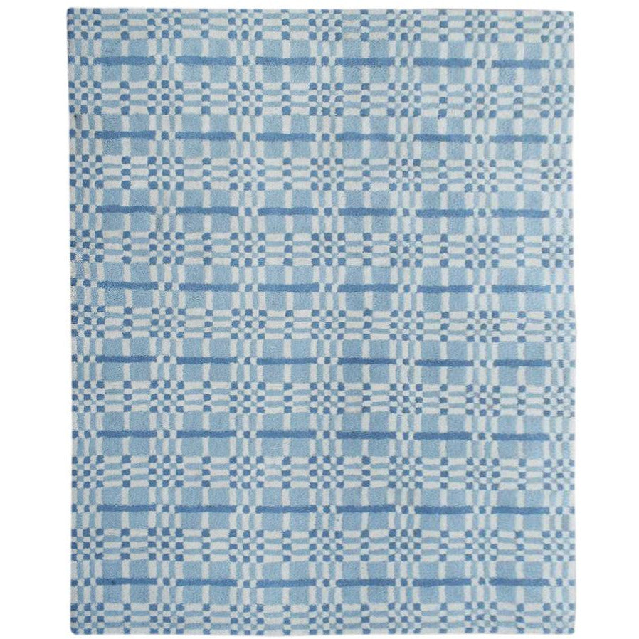 Fluffy Plaid Wool Shag Blue handtufted wool shag Organic Weave Shop