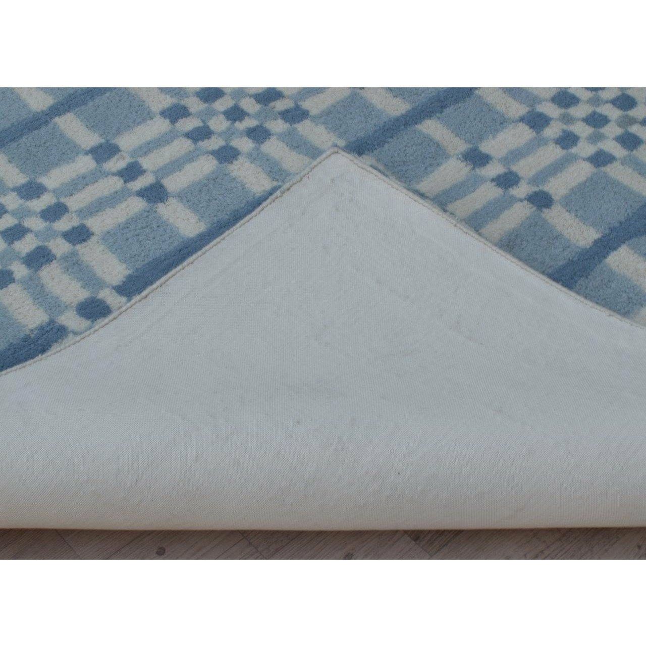 Fluffy Plaid Wool Shag Blue handtufted wool shag Organic Weave Shop