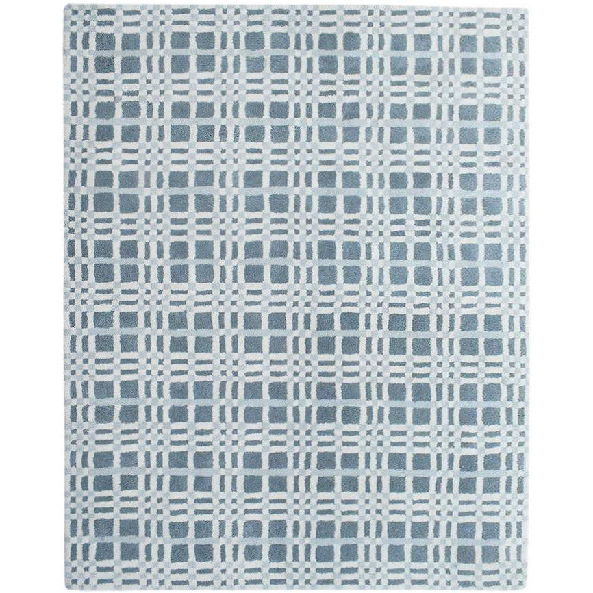 Fluffy Plaid Wool Shag Grey handtufted wool shag Organic Weave Shop