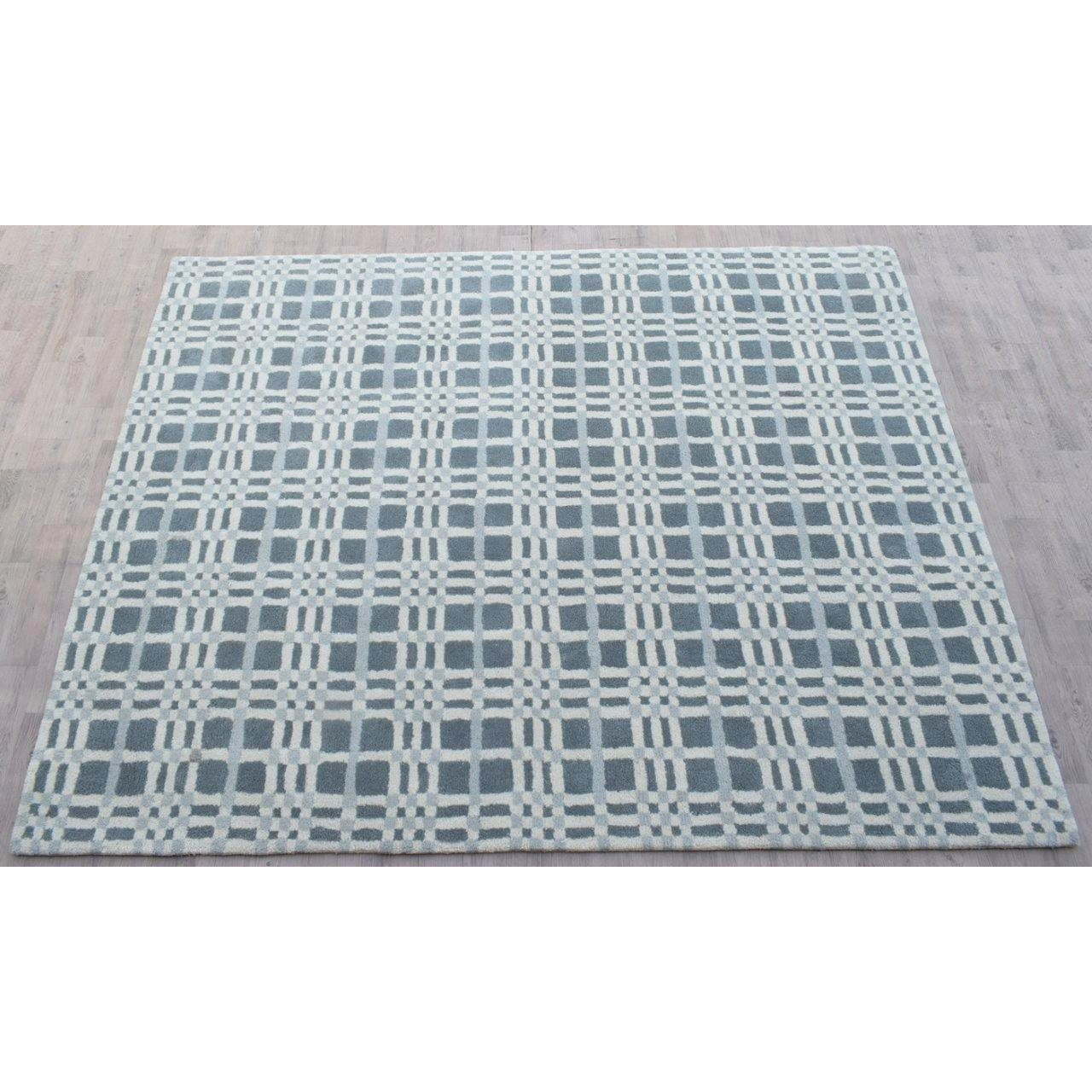 Fluffy Plaid Wool Shag Grey handtufted wool shag Organic Weave Shop