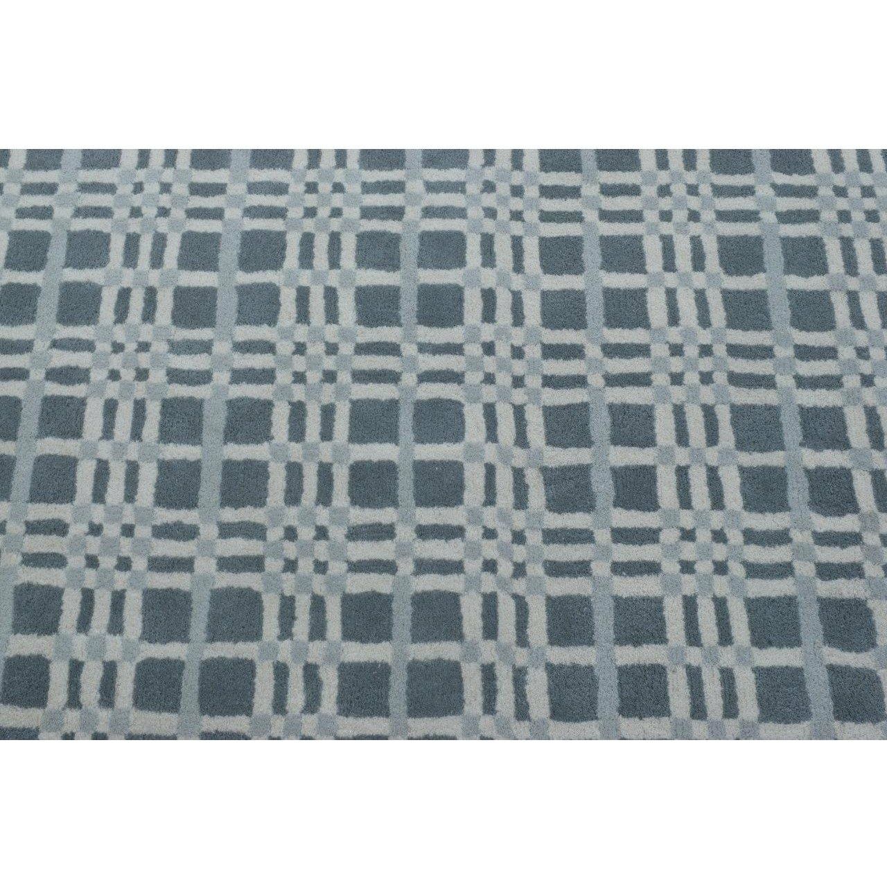 Fluffy Plaid Wool Shag Grey handtufted wool shag Organic Weave Shop