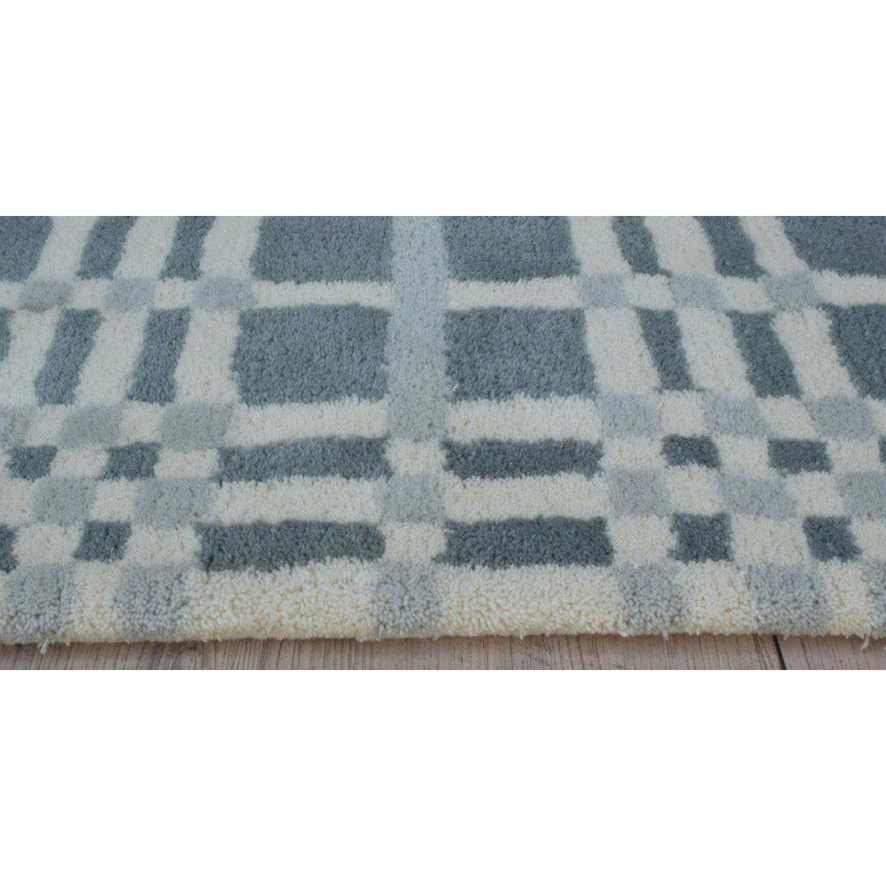 Fluffy Plaid Wool Shag Grey handtufted wool shag Organic Weave Shop