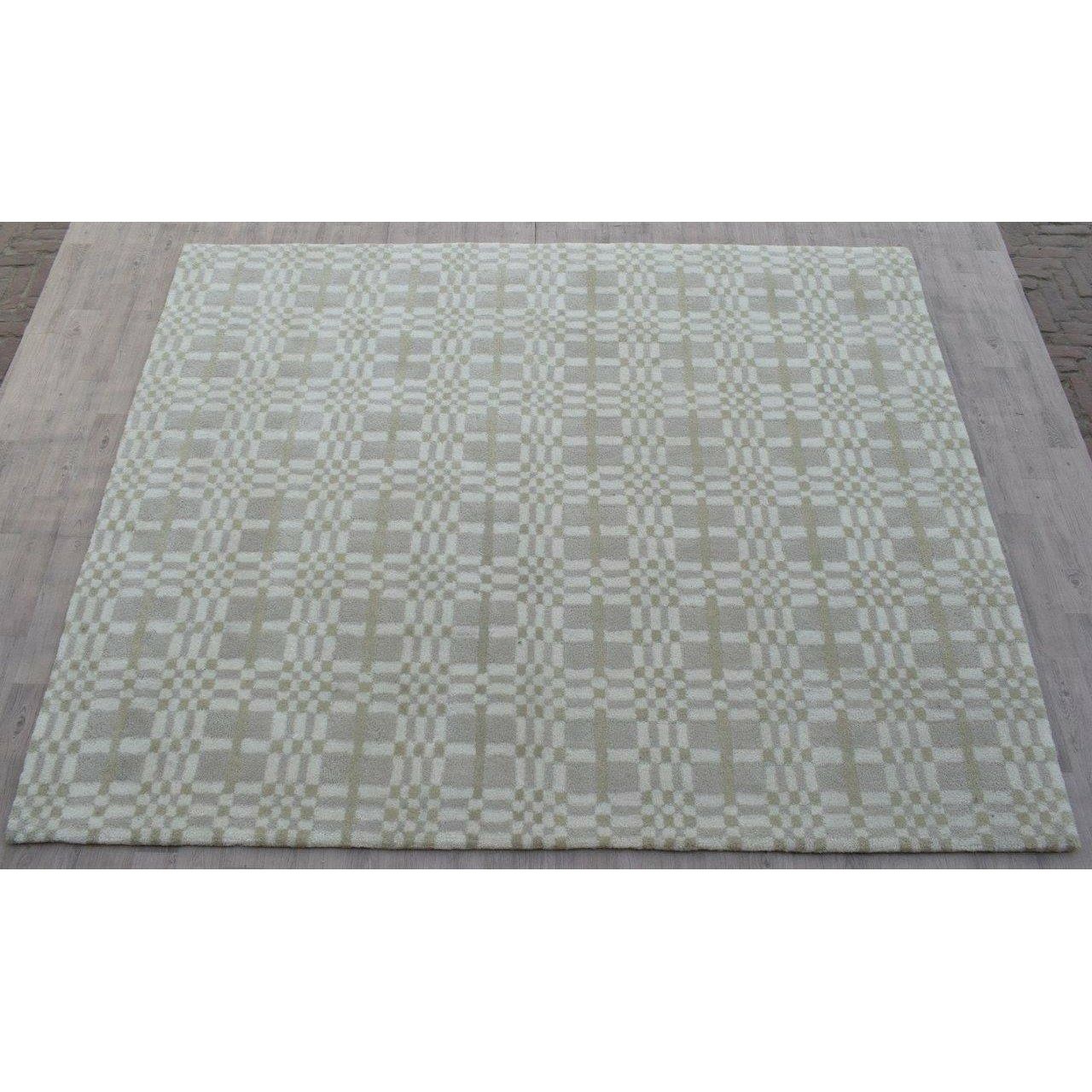 Fluffy Plaid Wool Shag Sand SAMPLE handtufted wool shag Organic Weave Shop