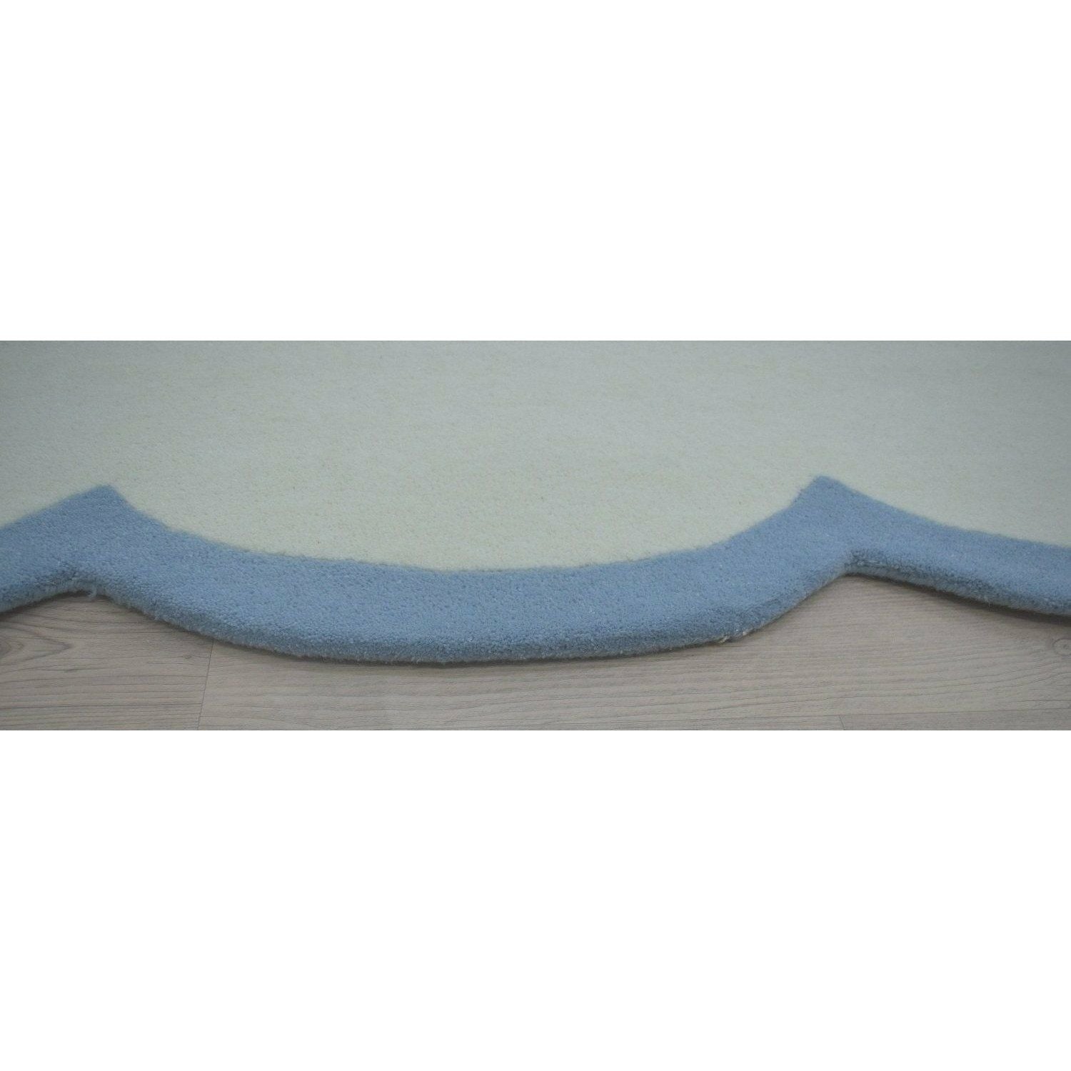 Scalloped Edge Periwinkle handtufted wool Organic Weave Shop