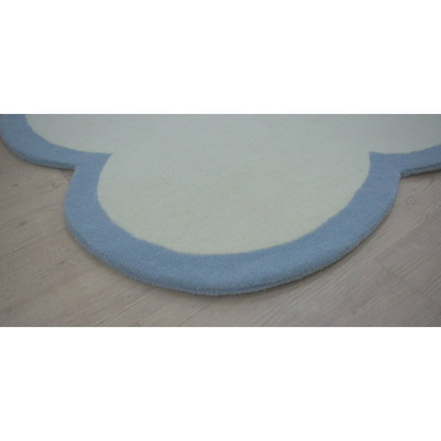 Scalloped Edge Periwinkle handtufted wool Organic Weave Shop 5'x8'