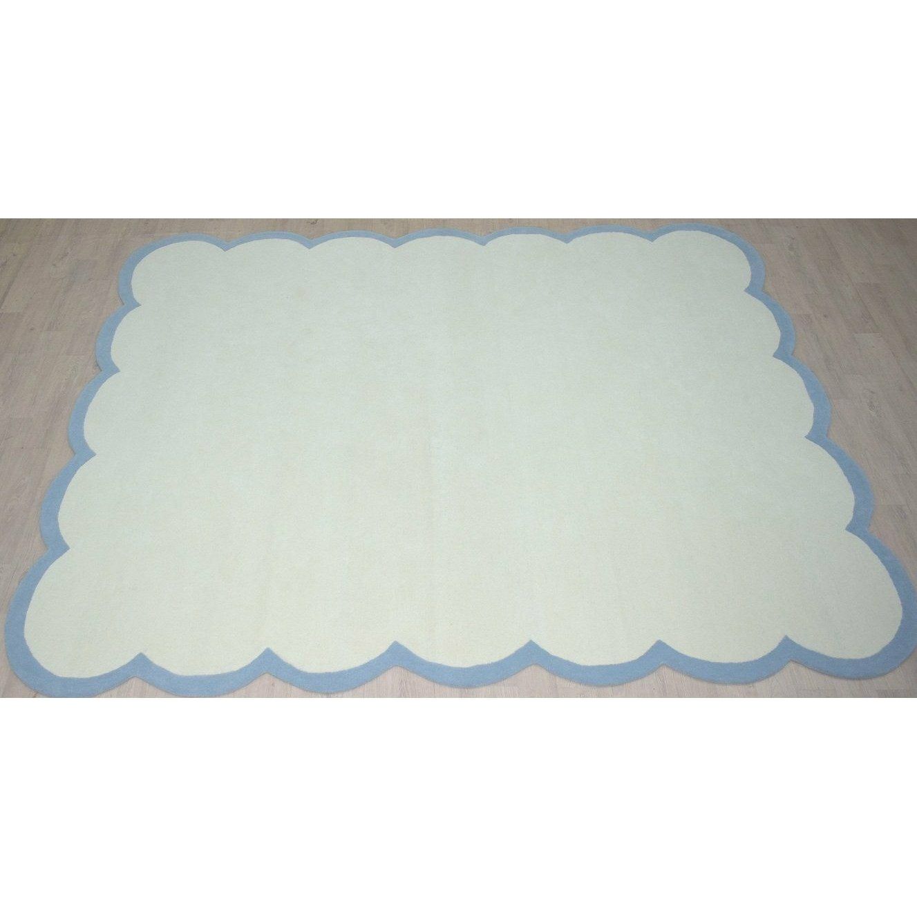 Scalloped Edge Periwinkle handtufted wool Organic Weave Shop