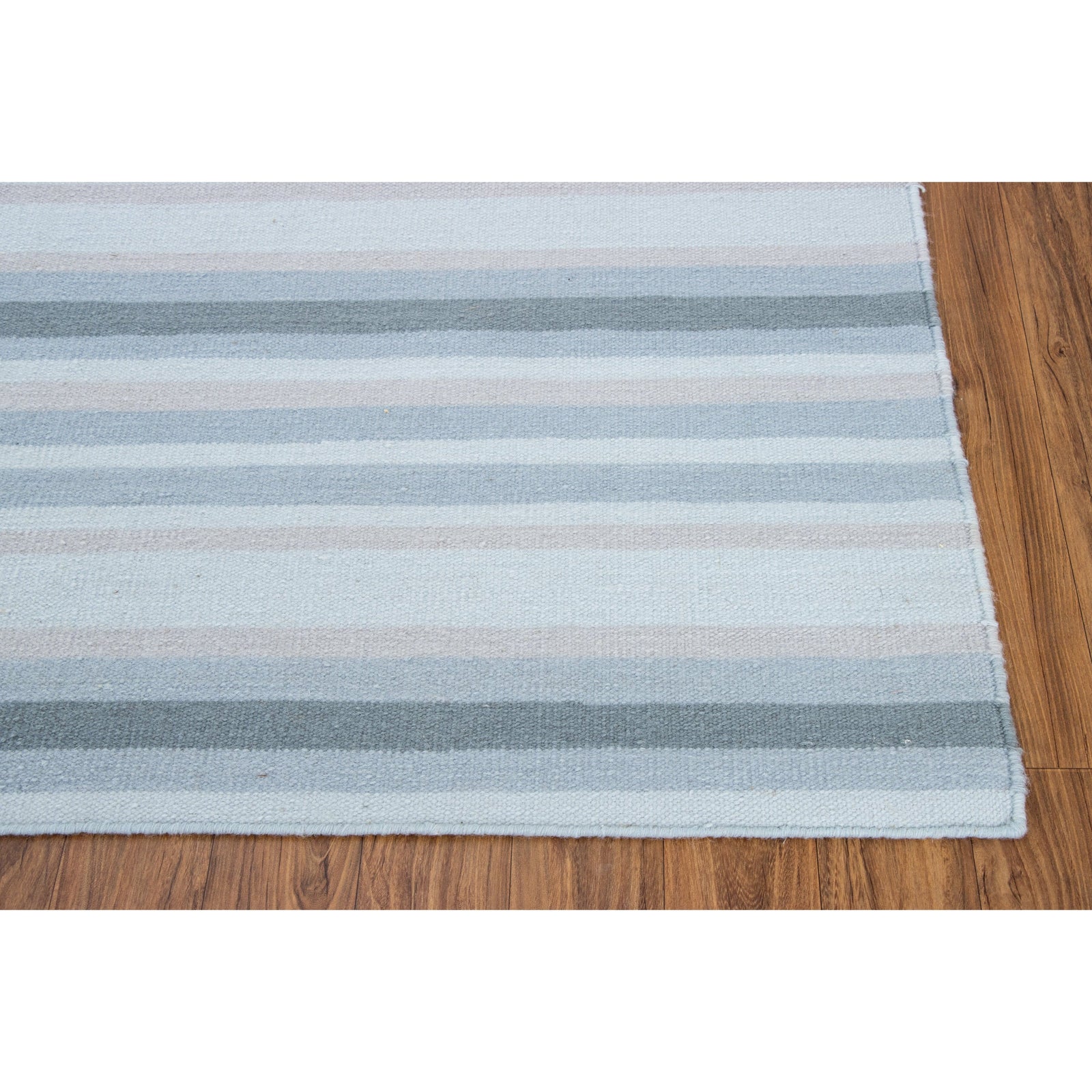Blue Stripe Wool Flatweave cotton flatweave Organic Weave Shop