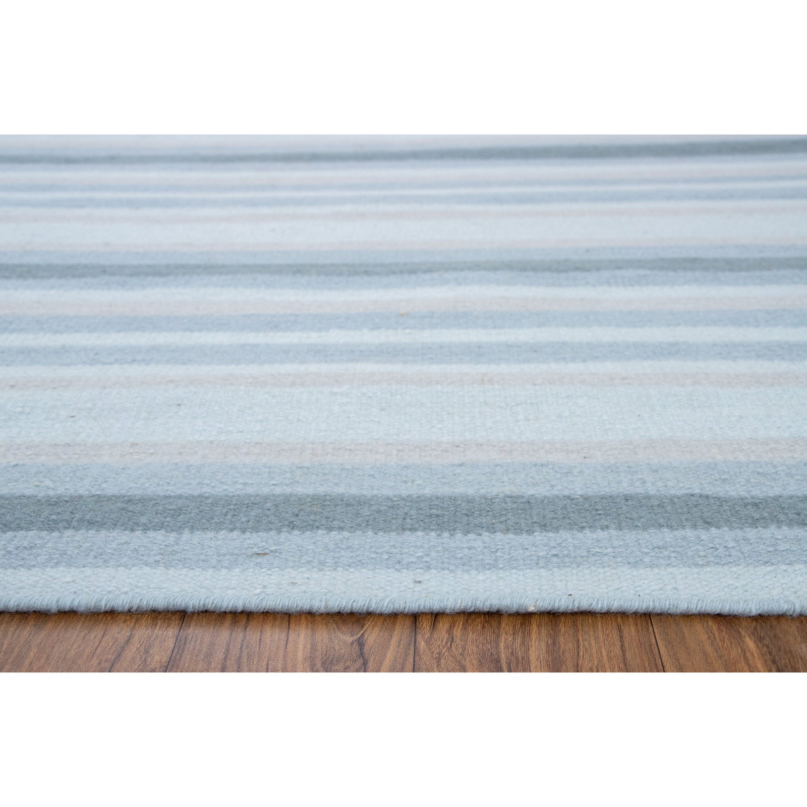 Blue Stripe Wool Flatweave cotton flatweave Organic Weave Shop