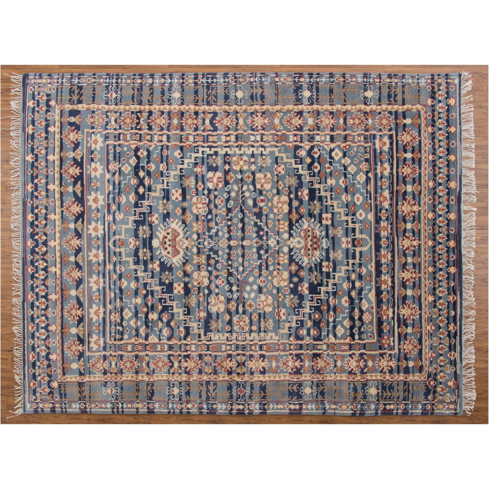 Gallerie Blue Handknotted Wool SAMPLE handknotted tibetan 60 knot Organic Weave Shop 2x2
