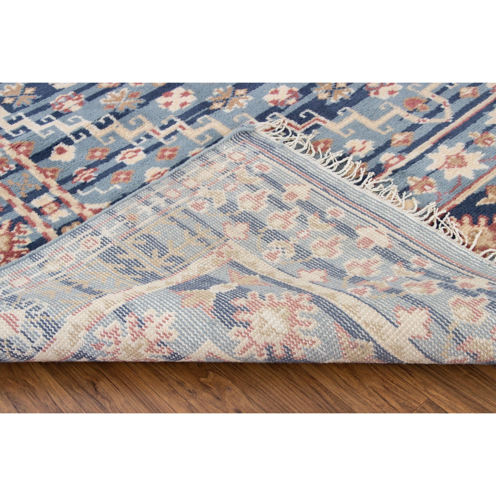 Gallerie Blue Handknotted Wool SAMPLE handknotted tibetan 60 knot Organic Weave Shop