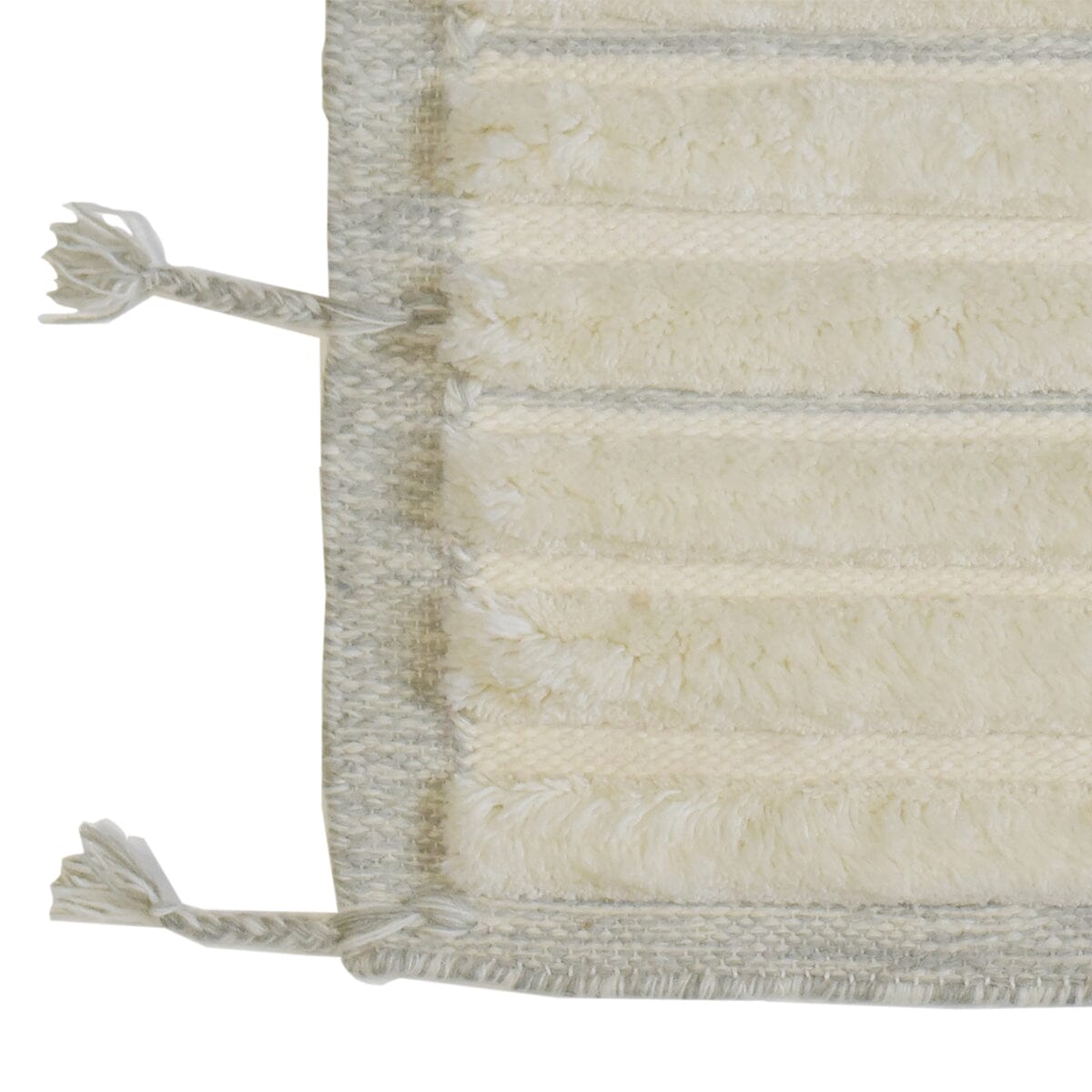 Taylor Ivory/Grey Border Wool Handknotted with Shag Pile SAMPLE Rugs Organic Weave Shop